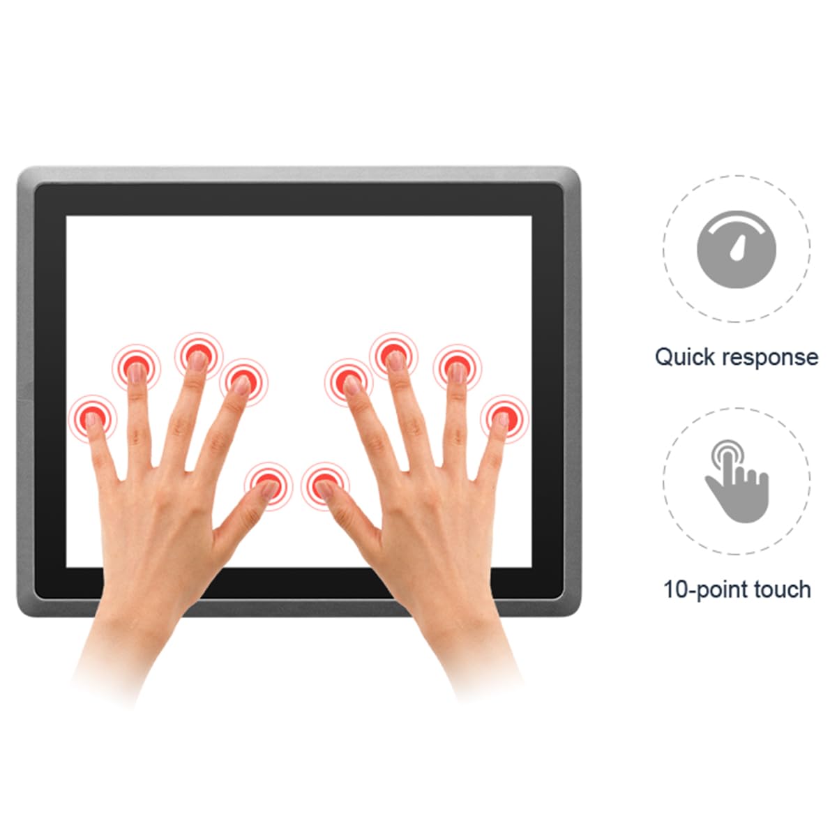 SunKol 17-inch Industrial Embedded Panel PC with 10-Point Capacitive Touch Screen - Intel Core i7-7500U, 8GB RAM, 128GB SSD, 2xUSB 3.0, HDMI, 2xRS232, 2xLAN - Durable Touchscreen Computer for Factory Automation, Kiosk, and Machine Control Applications