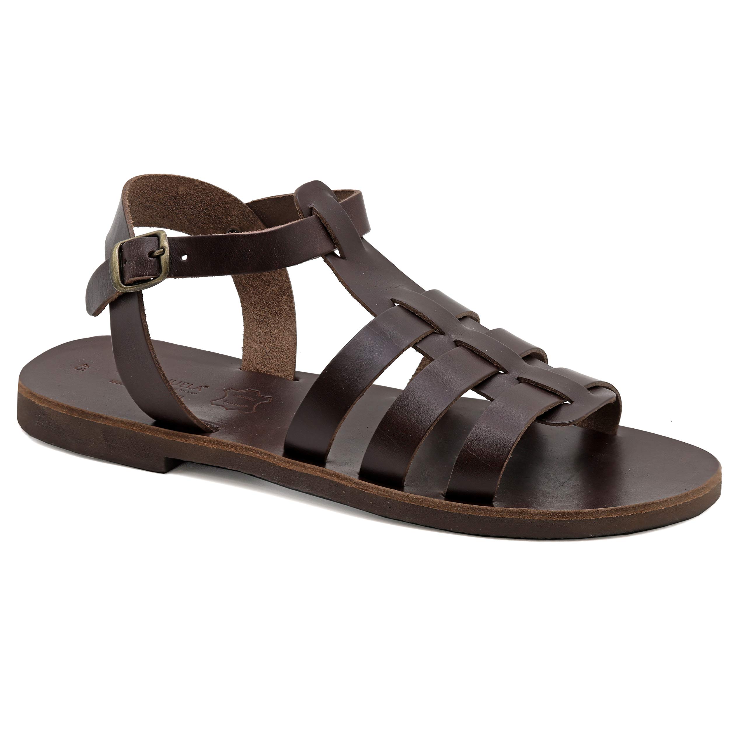 **Handmade Greek Leather Fisherman Sandals for Men – Adjustable Buckle Strap, Comfortable Summer Strappy Shoes | Beach, Travel & Casual Wear**