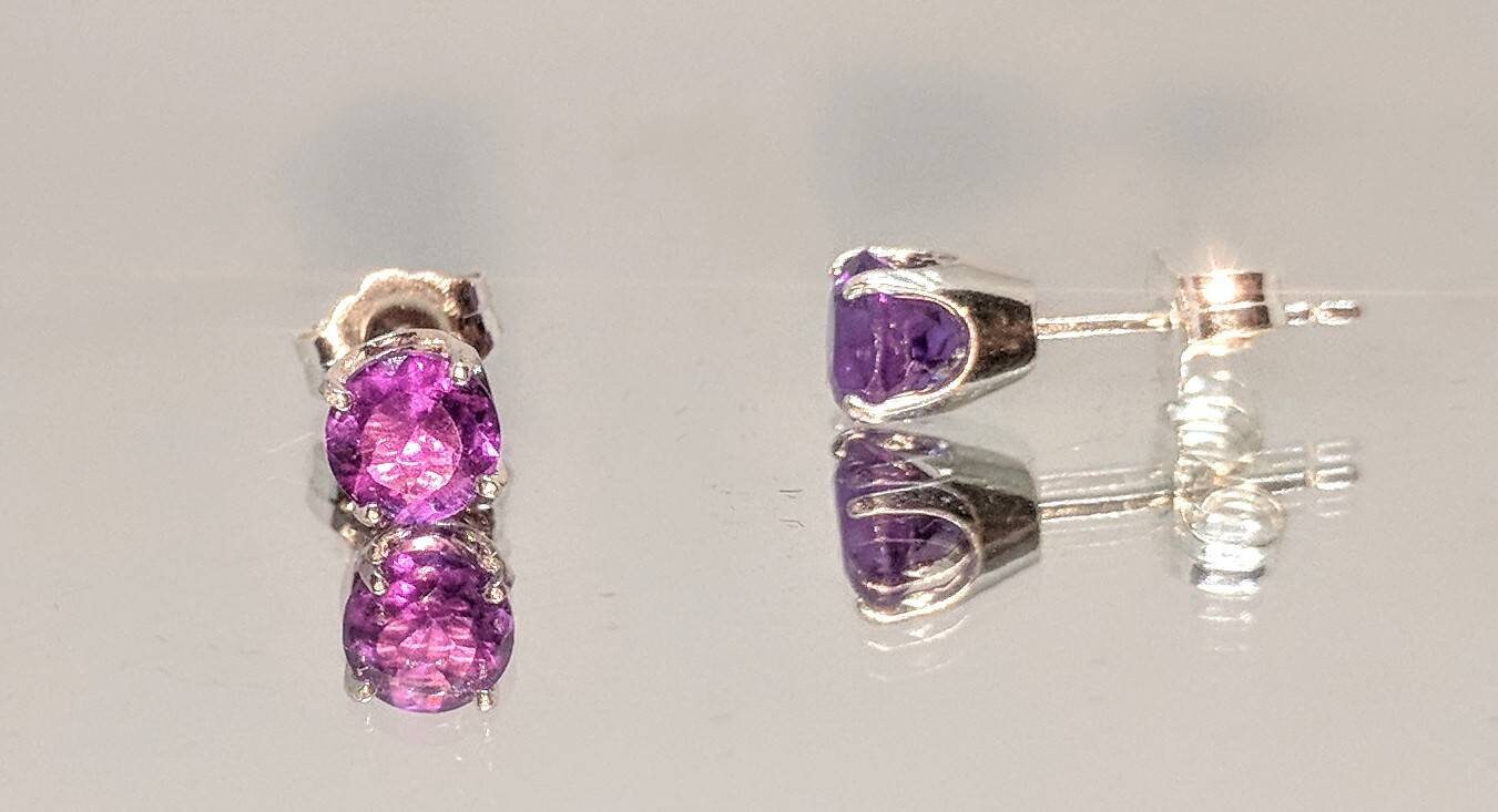 Natural Amethyst Stud Earrings - 6mm Solid Sterling Silver or 14K Gold (Yellow/White/Rose) - February Birthstone Jewelry - Tiny Elegant Earrings for Women & Kids - Perfect for Gifts, Birthdays & Everyday Wear