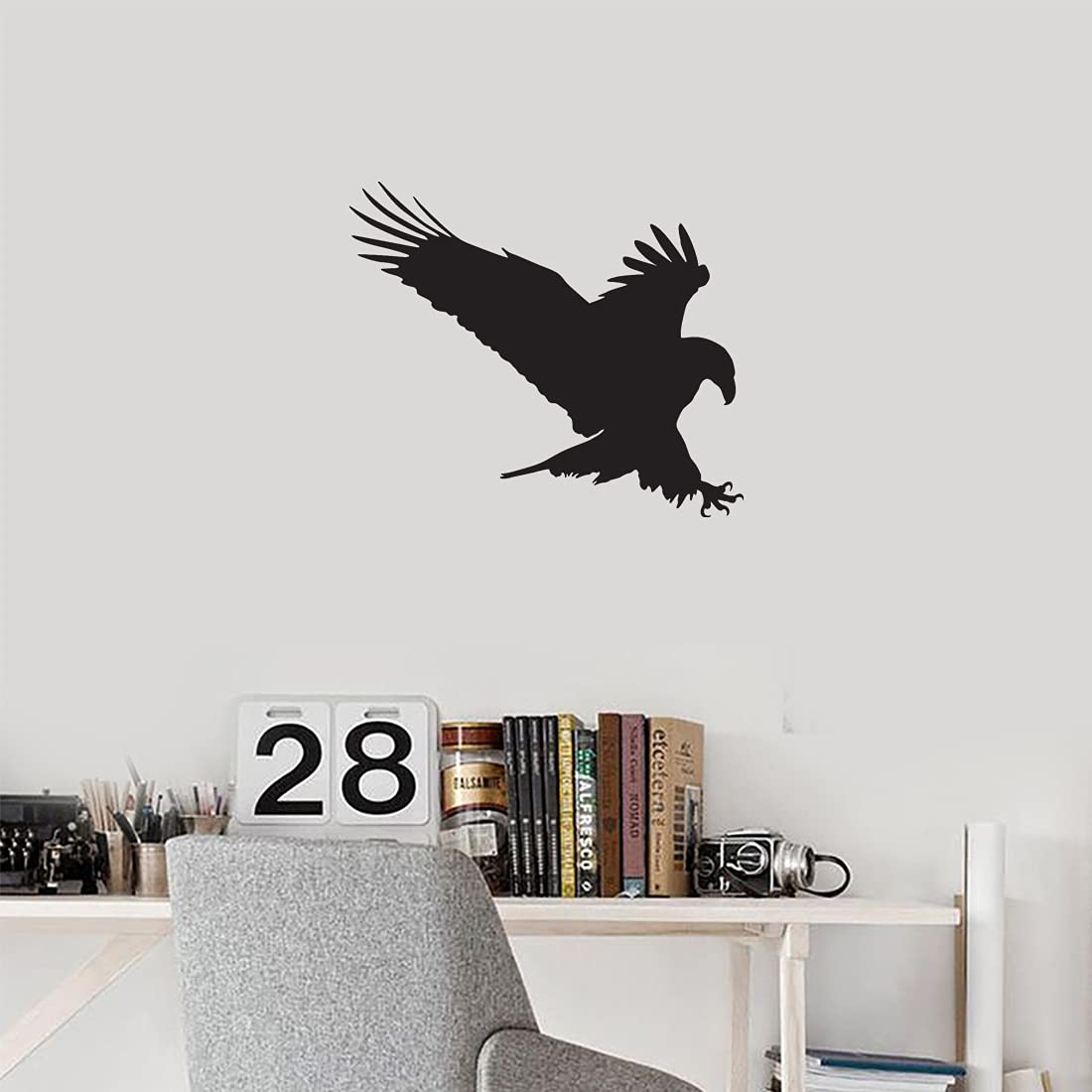 Premium Waterproof Vinyl Decal Stickers - Eagle Wildlife Animal Design (Black, Set of 2) for Laptop, Phone, Helmet, Car Bumper, Mug, Cup, Door & Wall Decoration | Durable Outdoor & Indoor Adhesive Stickers for DIY Projects & Personalization