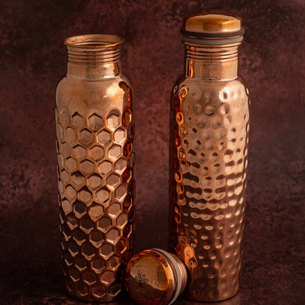 Premium 950ml Copper Water Bottle - Traditional Hammered Design for Ayurvedic Health Benefits | Perfect for Yoga, Meditation & Daily Hydration