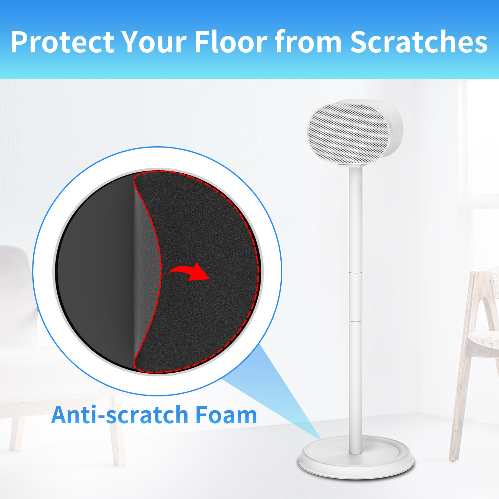 Heavy-Duty Speaker Stand for Sonos Era 300 - Adjustable Height Floor Stand with Cable Management System - Secure Mounting for Home Theater & Music Studio (2 Pack, White) - Perfect for Living Room, Gaming Setup & Outdoor Entertainment