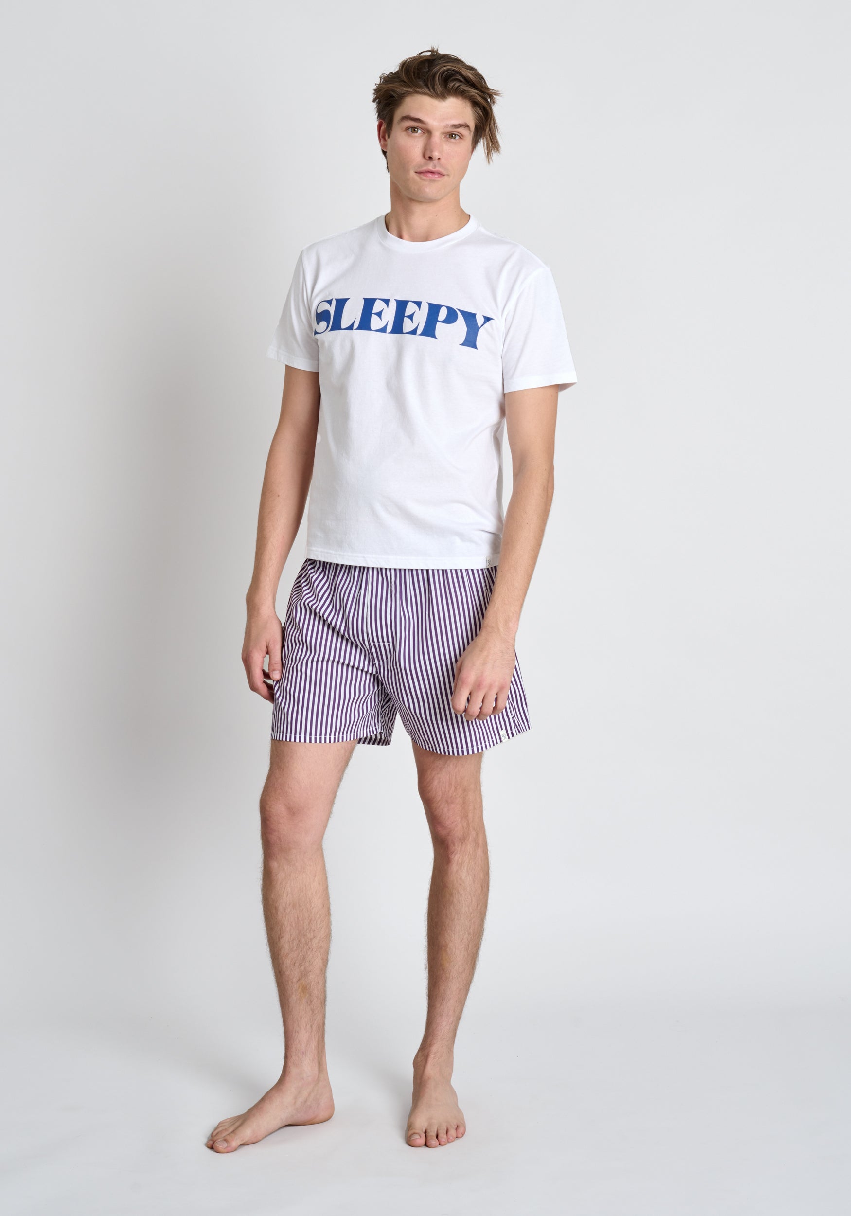 Premium Purple Sateen Stripe Boxer Briefs for Men - Soft & Comfortable Underwear - Perfect for Sleep, Lounge & Everyday Wear