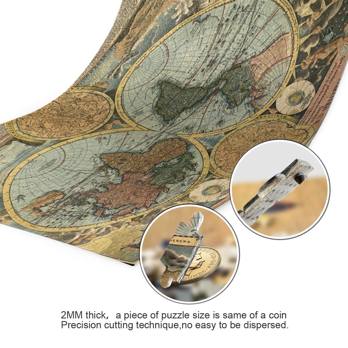 ALAZA 1000-Piece Ancient World Map Puzzle - Fun Educational Game for Adults & Kids