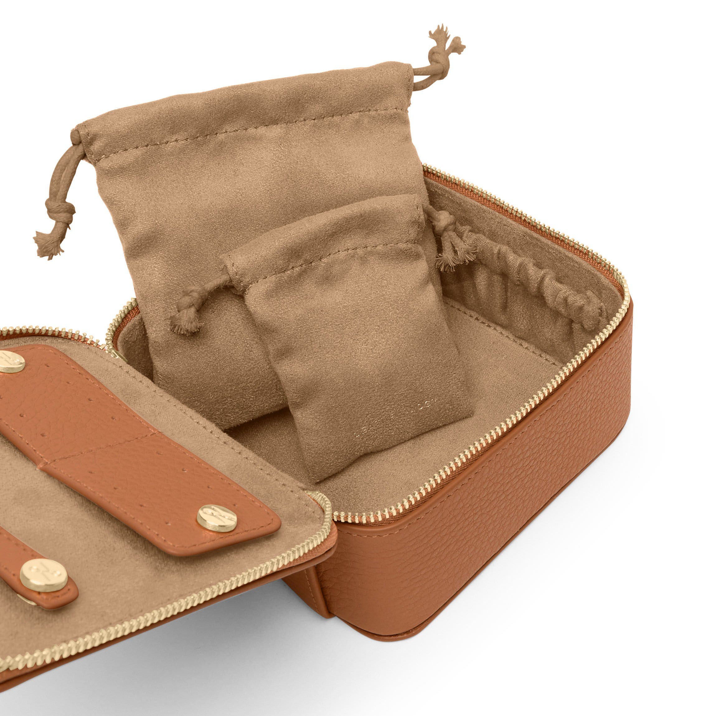 Premium Jewelry Organizer Set in Cognac - Travel & Home Storage for Necklaces, Rings, Earrings & Bracelets - Perfect for Vanity, Dresser & Closet Organization