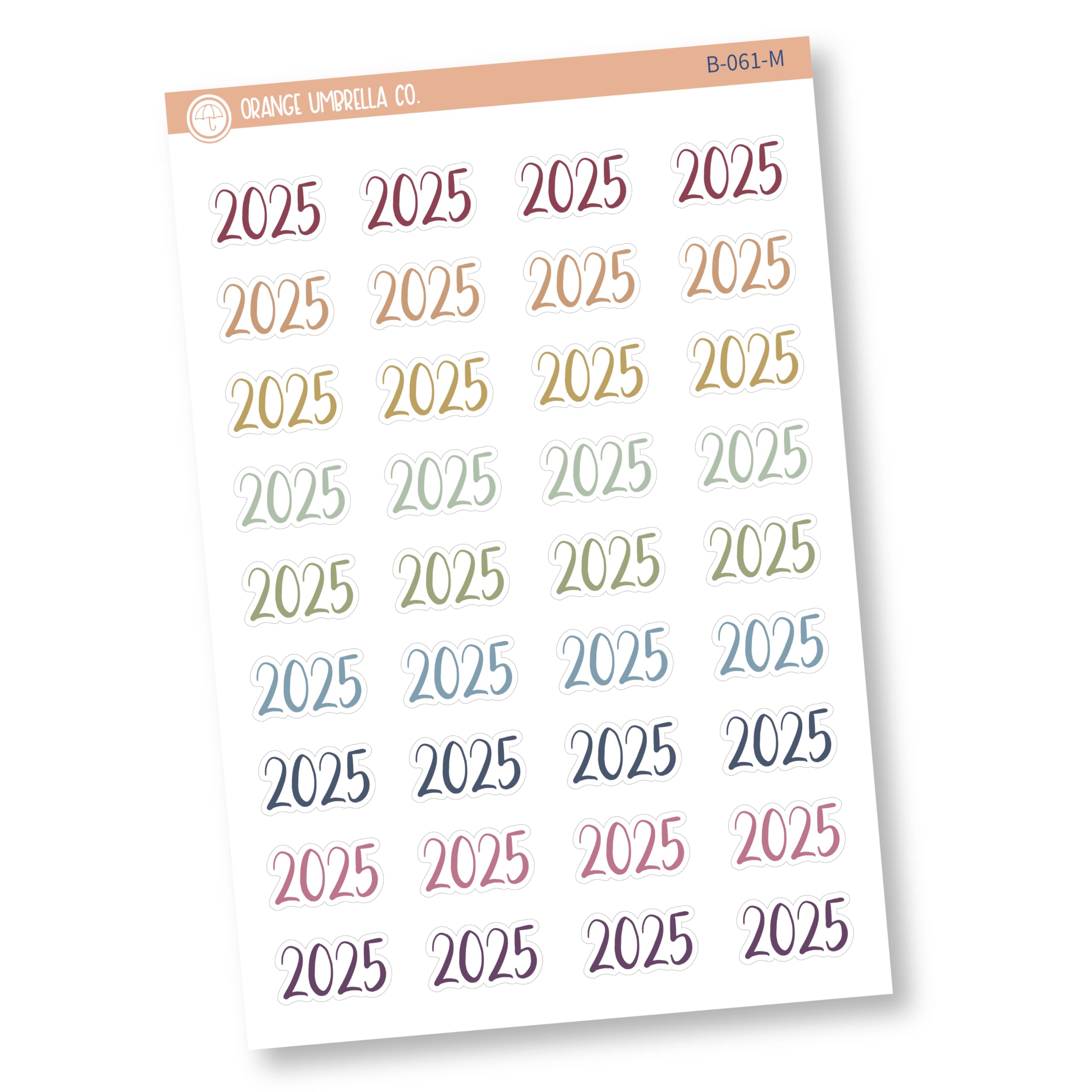 2025 Mini Year Stickers - Colorful Planner Stickers for Bullet Journals, Scrapbooks & Calendars | Muted Rainbow Design | F2 B-061-M | Perfect for DIY Projects & Gift Wrapping