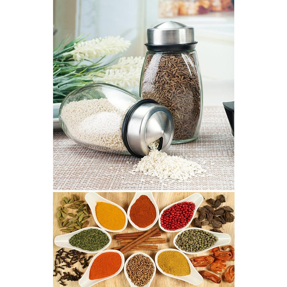 6-Tier Revolving Spice Rack with Glass Jars - 360° Rotating Countertop Organizer for Herbs, Spices & Seasonings | Perfect for Kitchen Counter, Pantry Organization & Cooking Space Saving