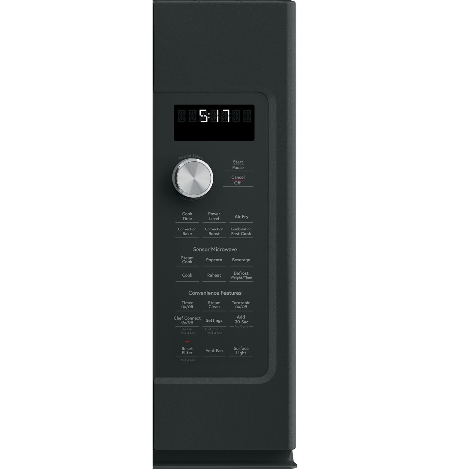 Matte Black Convection Over The Range Microwave - 1.7 Cu Ft Capacity, Built-in Sensor Cooking, Stainless Steel Interior - Perfect for Modern Kitchens & Small Spaces (Model CVM517P3RD1)