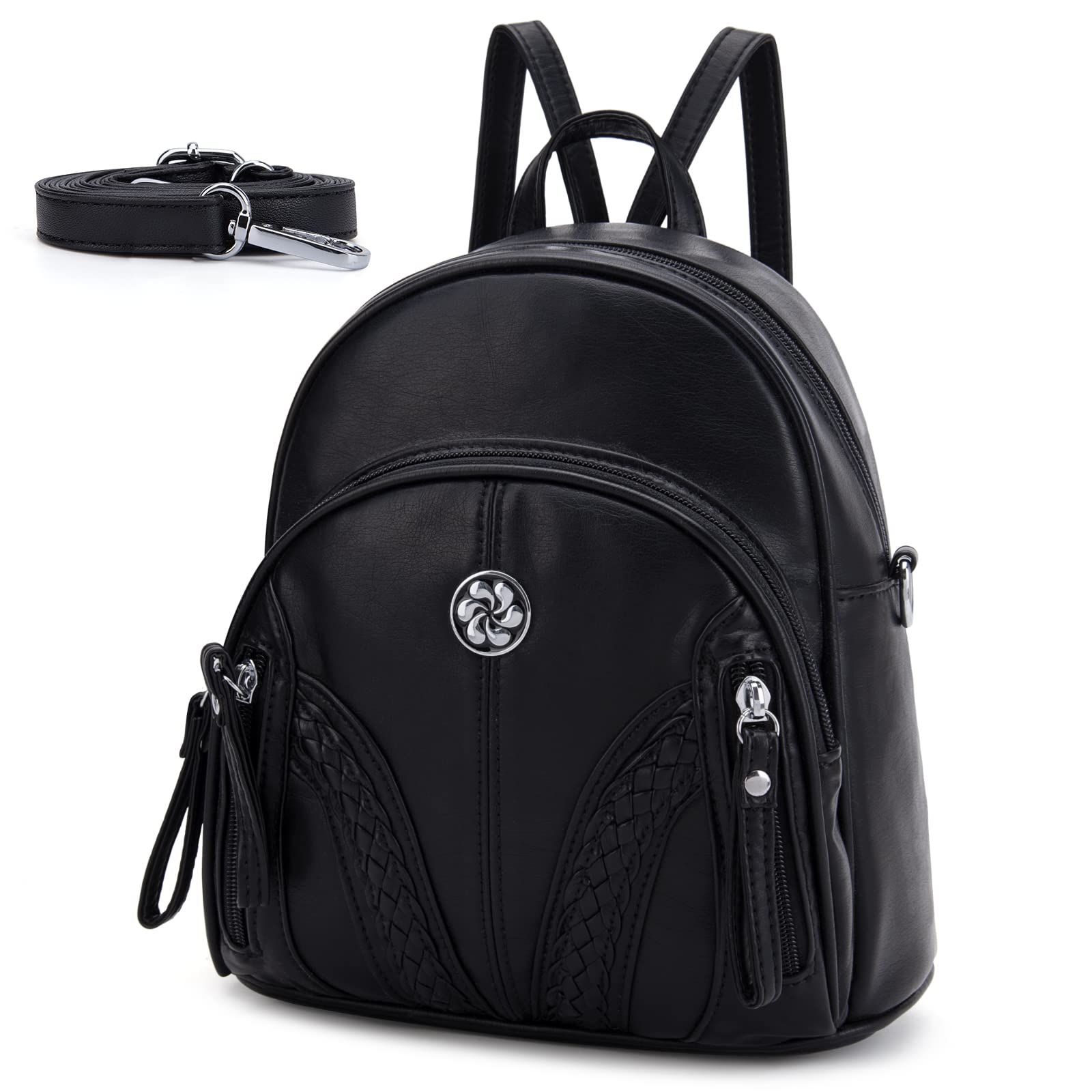 Angel Kiss Mini Backpack Purse for Women - Anti-Theft Soft Leather Shoulder Bag, Fashionable Ladies Satchel (Black) - Perfect for Travel, Work & Daily Use
