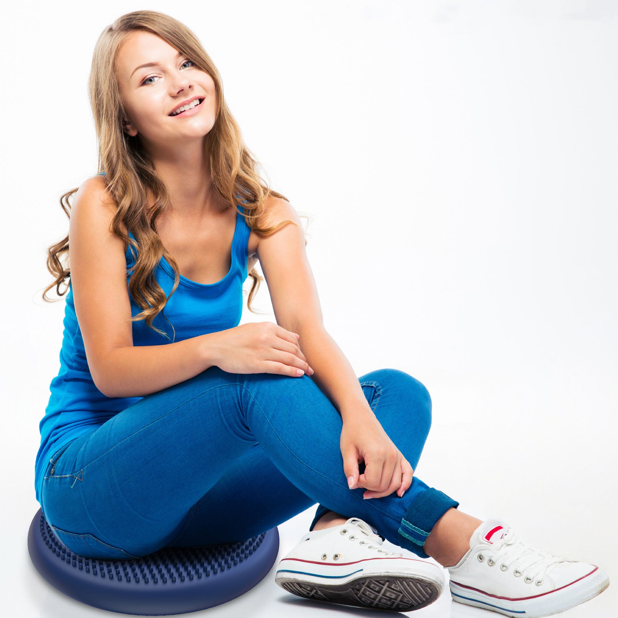 Bouncyband Antimicrobial Wiggle Seat Sensory Cushion for Kids - Blue, 13/33cm - Improve Focus & Reduce Fidgeting in Classroom or Home Learning