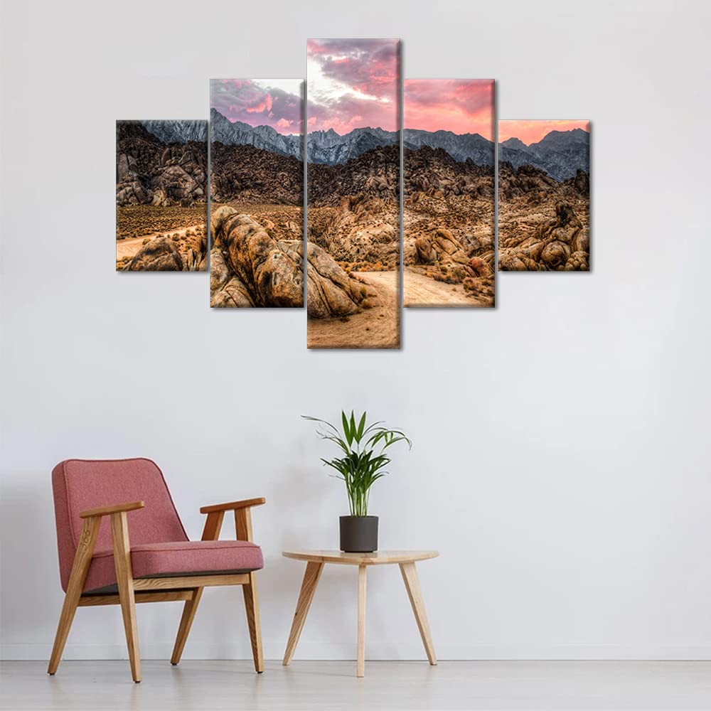 TUMOVO Alabama Hills Wall Art - 5 Piece Modern California Posters & Prints, Framed Gallery-Wrapped Ready to Hang (60''W x 40''H) - Living Room Decor, Bedroom & Office Wall Decorations - Perfect for Home, Apartment & Dorm Room Aesthetic
