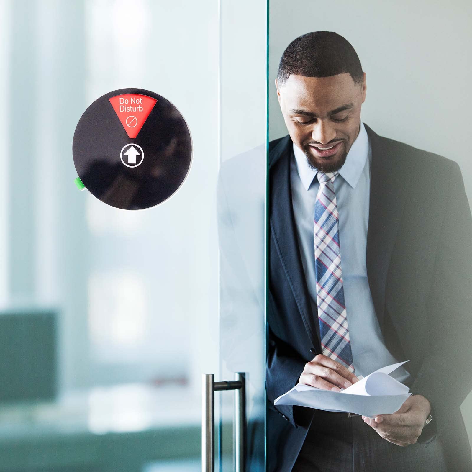6-Pack Office Privacy Door Hangers - Do Not Disturb & Out of Office Signs - 6 Inch Black/Silver Rotating Sign for Meetings, Focus Work & Privacy