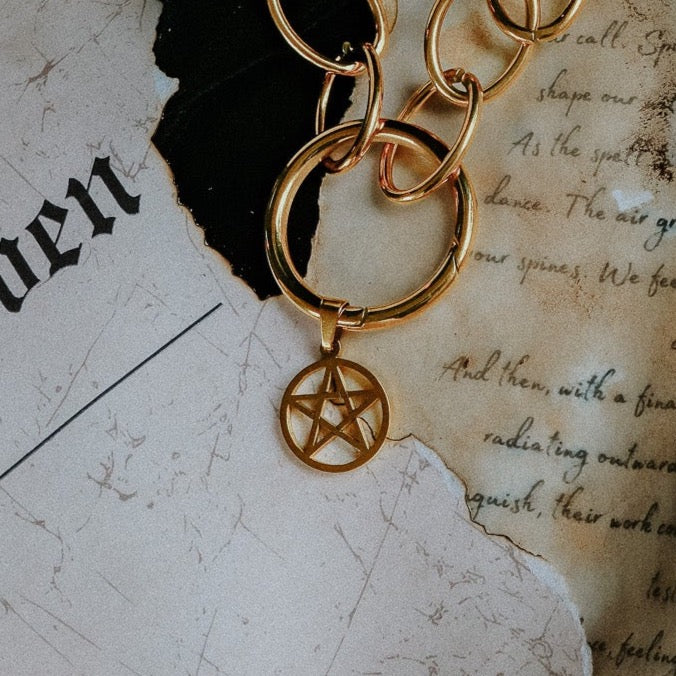 Charm Coven Pentagram Charm Gold - Elegant Gothic Jewelry for Wiccan Rituals & Witchy Fashion Accessories