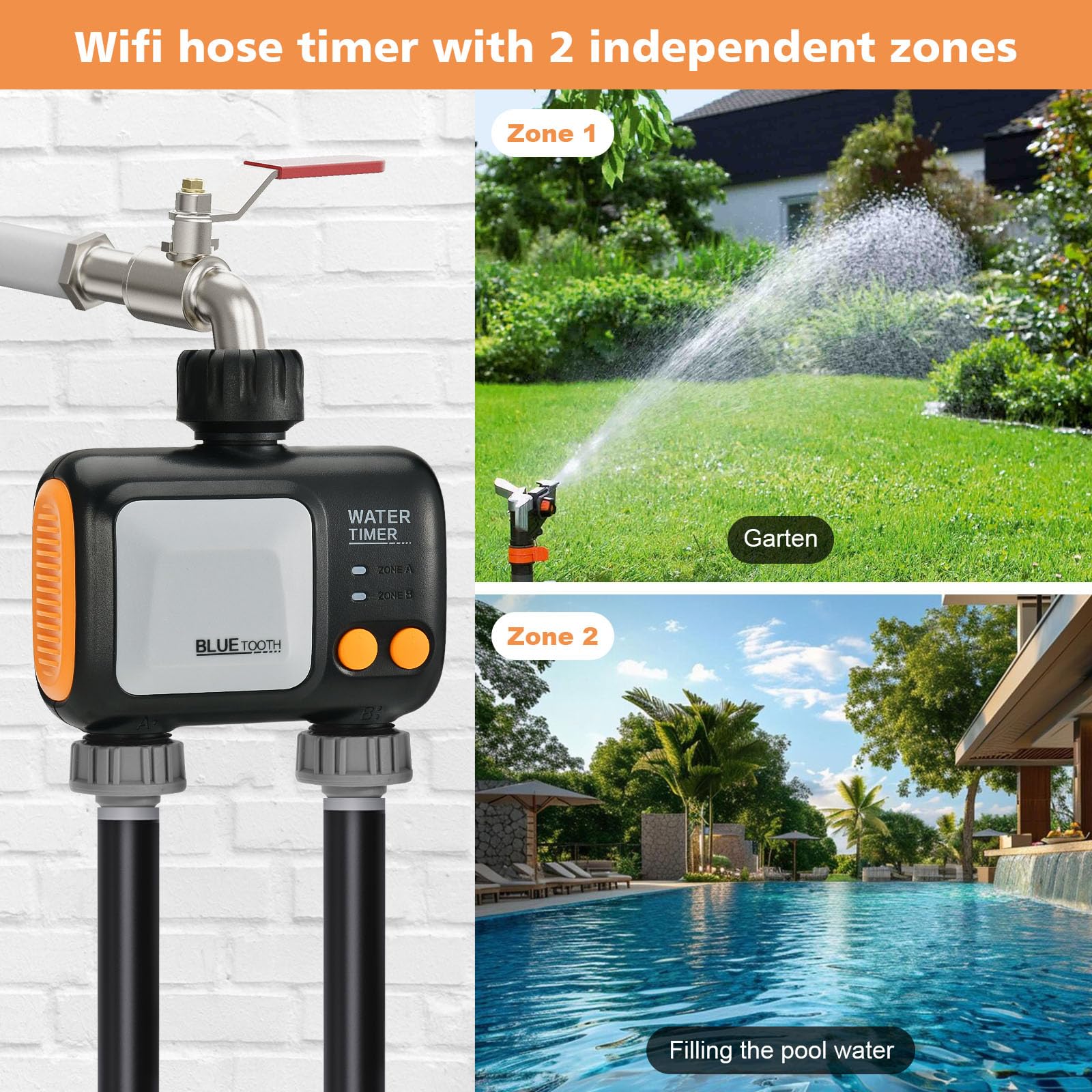 Smart WiFi Sprinkler Timer for Garden Hose - 2 Zone Irrigation Controller with Rain Delay, Alexa Compatible | Perfect for Lawn, Yard & Garden Watering Automation