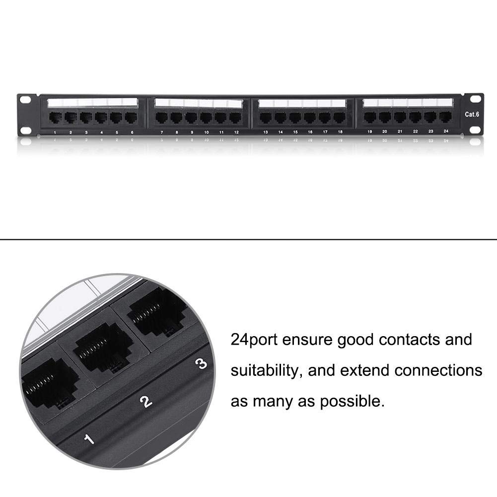 24 Port Cat6 Patch Panel - High Speed Durable Network Rack Mount Panel with Wall Mount Bracket (19