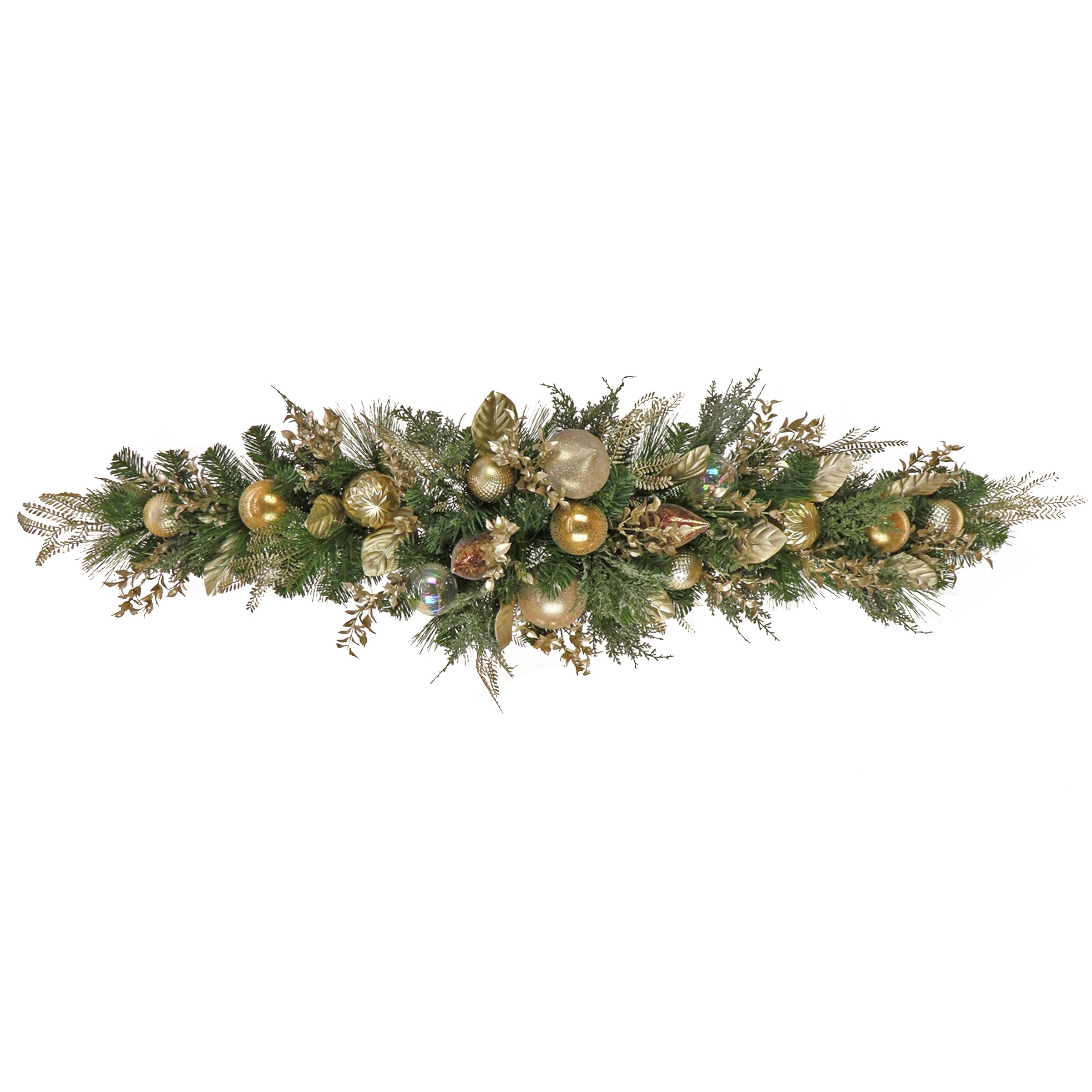 6 ft. HGTV Home Collection Champagne Wishes Mantle Swag - Elegant Holiday Garland for Fireplace Mantel, Christmas Decor, and Home Staging