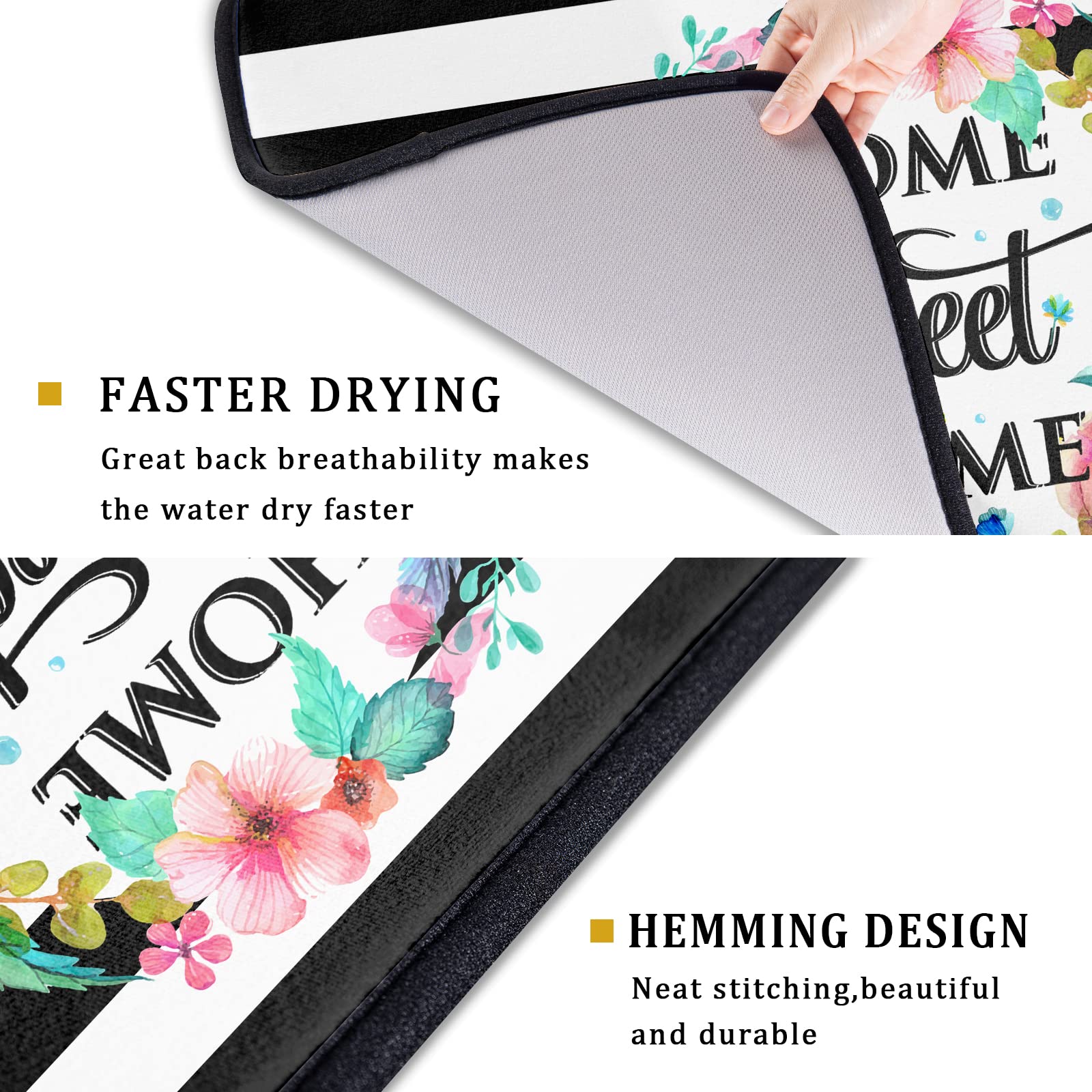 16x18 Inch White and Black Striped Dish Drying Mat - Absorbent Fast Dry Kitchen Accessories for Dishes, Utensils | Perfect for Kitchen Countertops, Sink Areas & Home Decor
