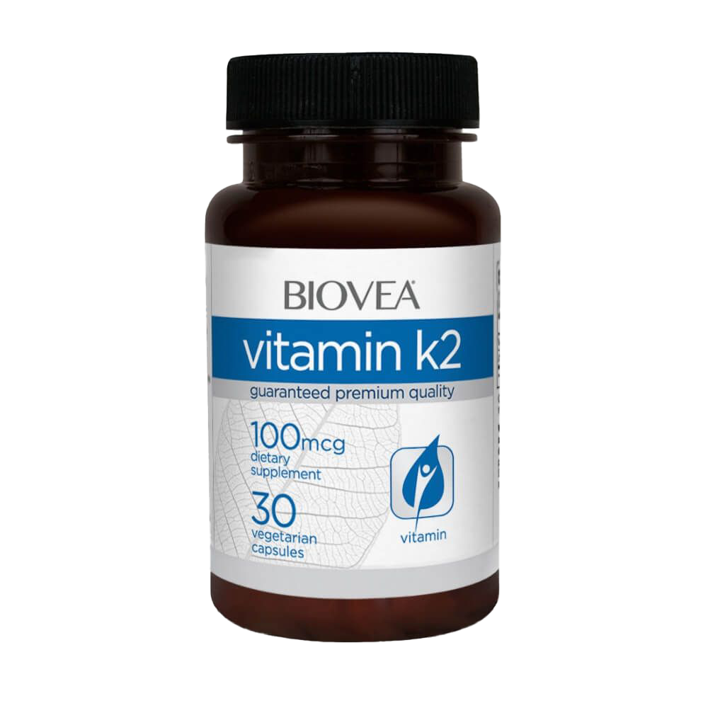 Biovea Vitamin K2 100mcg - 30 Vegetarian Capsules for Bone & Heart Health | Supports Calcium Absorption | Vegan Supplement for Daily Wellness