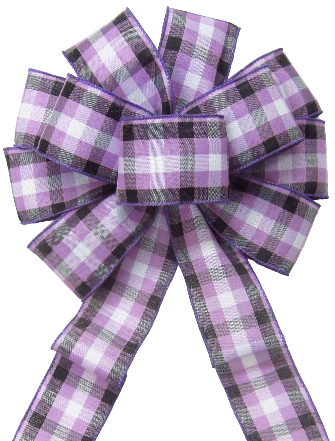 Alpine Holiday Bows Purple Spring Plaid Bow - 10x20 Inch Decorative Ribbon for Wreaths, Lanterns, Signs, Gifts, Baskets & DIY Crafts | Perfect for Spring & Summer Home Decor, Wedding Decorations & Seasonal Party Supplies