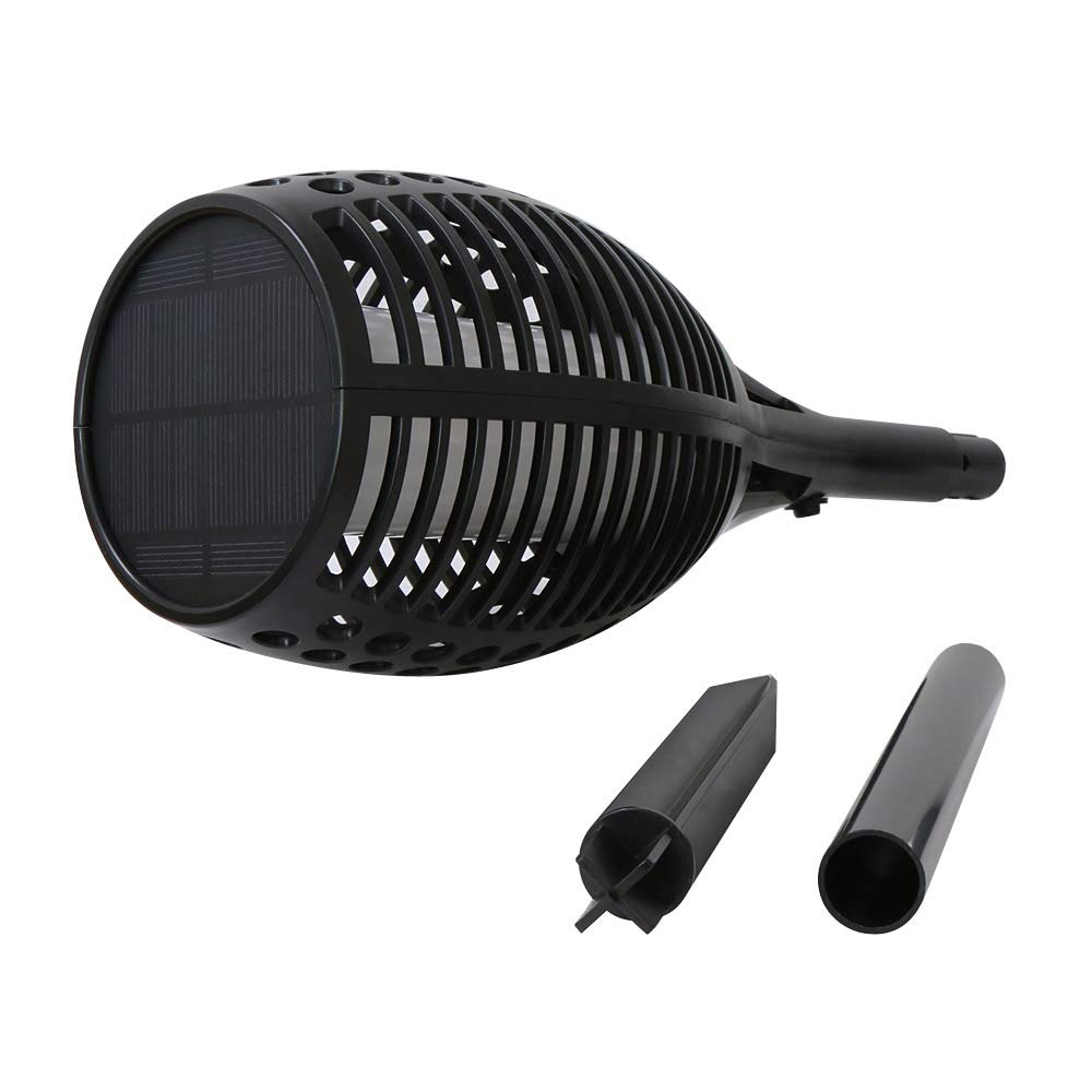 96-LED Solar Powered Wall Lamp with Motion Sensor - Black Outdoor Torch Light for Garden, Patio, and Pathway Lighting | Energy Efficient Warm White LED Security Light
