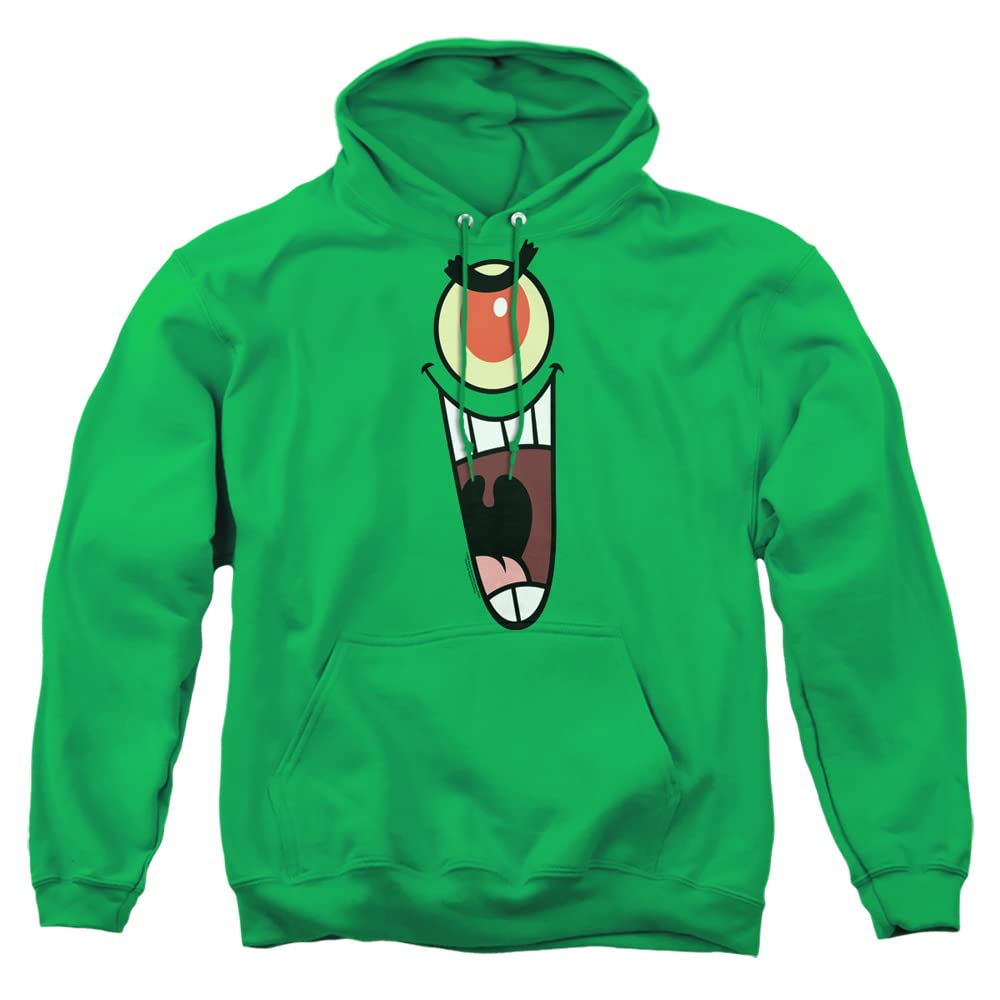 Popfunk Classic Spongebob Plankton Sinister Face Hoodie - Unisex Pullover Sweatshirt for Adults | Casual Wear, Cosplay & Cartoon Lovers Gift
