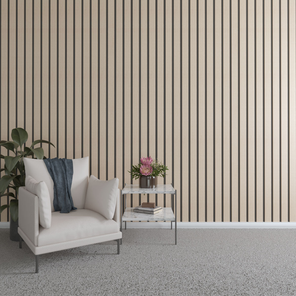 Adjustable Wood Slat Wall Kit - Modern DIY Room Divider & Decorative Panel for Home & Office - Perfect for Living Room, Bedroom, or Workspace Partitions