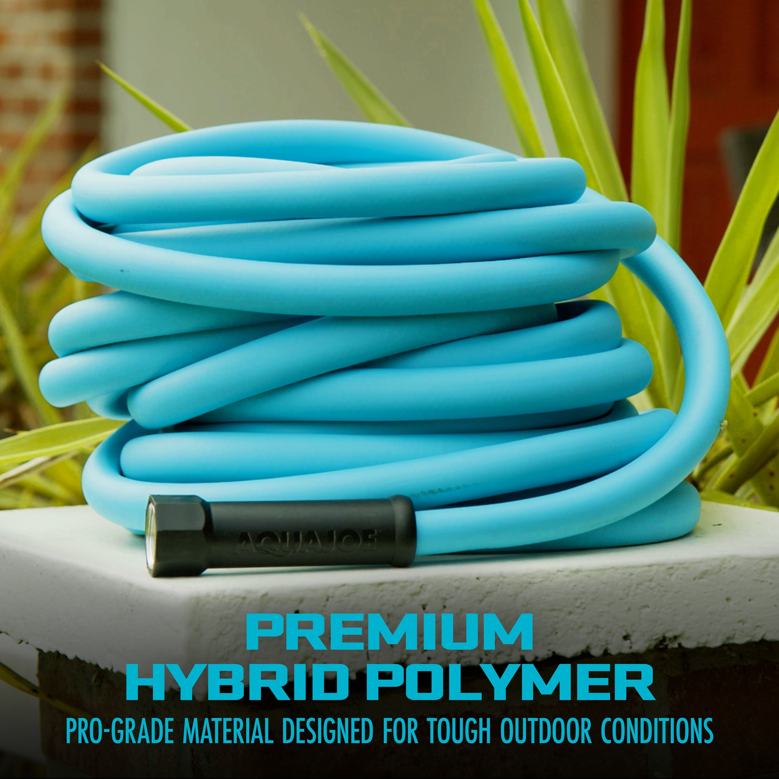**Aqua Joe AJPGH50 PRO HybridFLEX 50 Ft Professional Grade Hybrid Polymer Garden Hose – 5/8 Inch, 500 PSI Burst Pressure with Dual Swivel Grenade Grips – Perfect for Watering Lawns, Gardens, and Washing Cars**