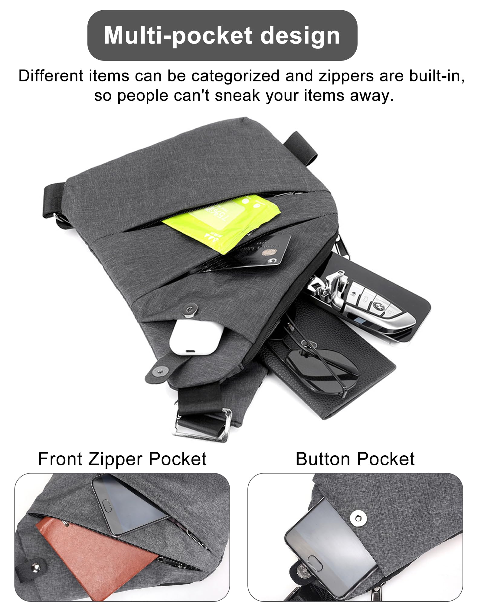 Anti Theft Travel Sling Bag - Lightweight Crossbody Purse for Women & Men - Secure RFID Blocking, Water Resistant - Perfect for Commuting, Hiking & Daily Use