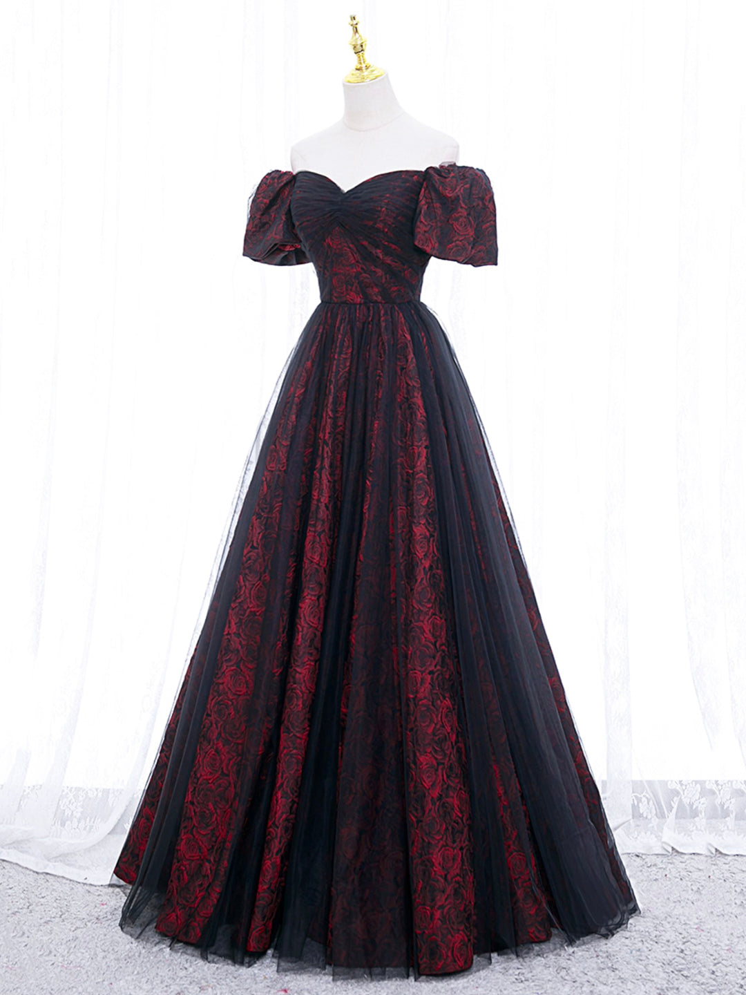 Elegant A-Line Tulle Lace Burgundy Long Prom Dress | Formal Evening Gown for Homecoming, Wedding, and Special Occasions