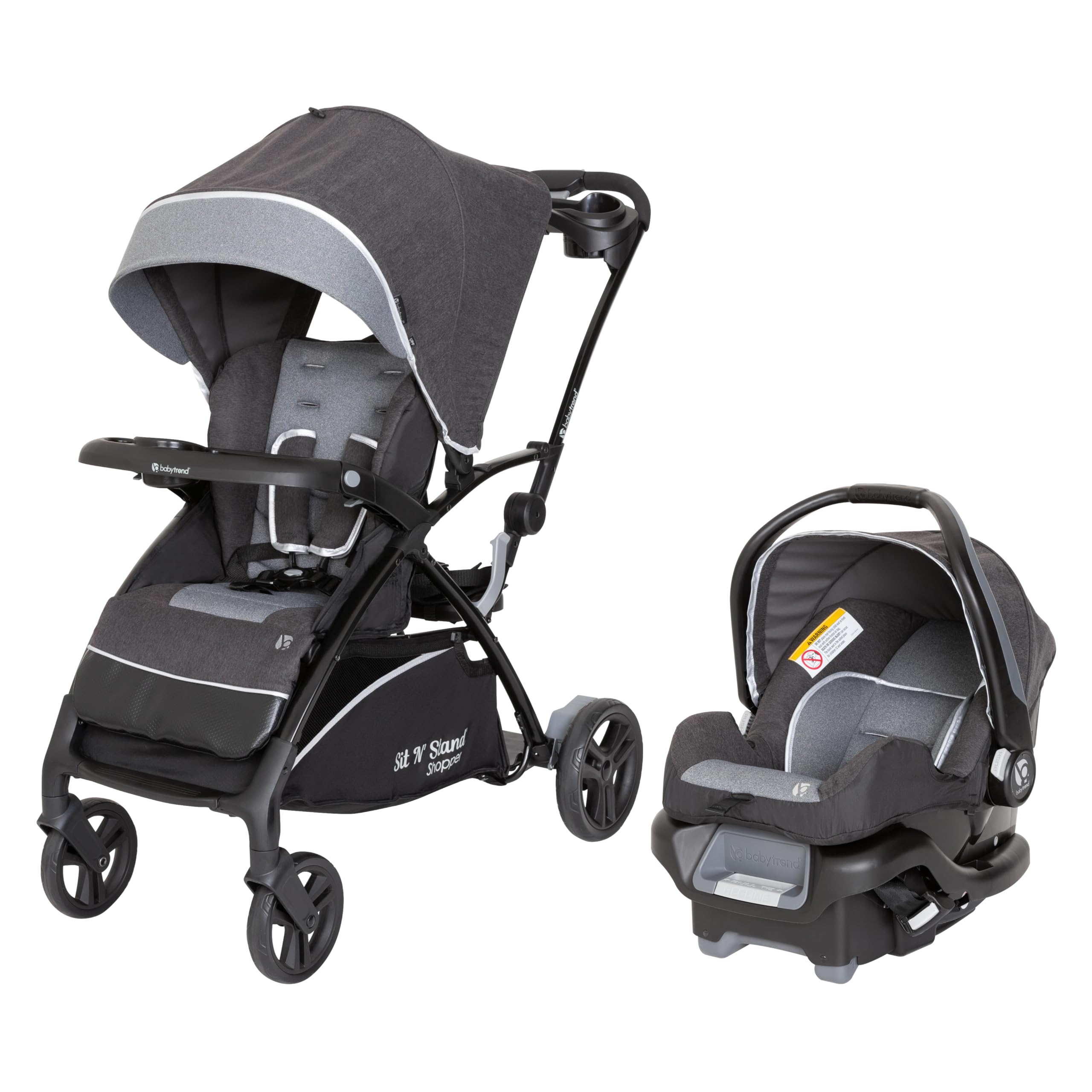 Baby Trend Sit N Stand® 5-in-1 Convertible Stroller & Infant Car Seat Travel System with Ally 35 Car Seat - Lightweight Stroller for Twins & Multiple Kids - Perfect for Shopping, Travel & Daily Outings