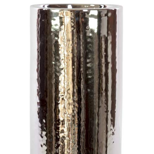 Urban Trends 21221-UT Modern Chrome Silver Ceramic Vase - Elegant Home Decor for Living Room, Dining Table & Office Desk