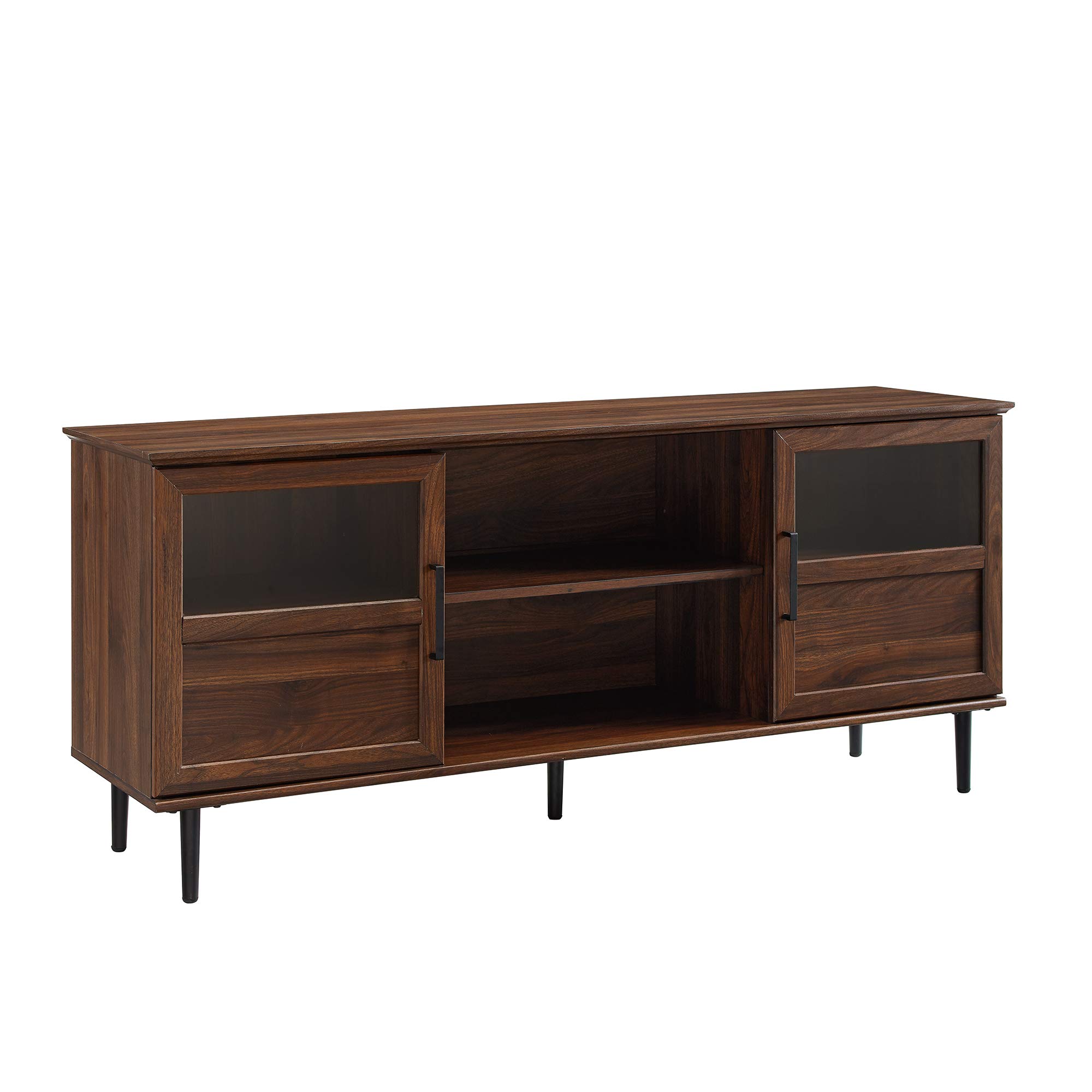 Walker Edison 58 Inch Modern Farmhouse TV Stand with 2 Cabinet Doors - Wood & Glass Entertainment Center for 65