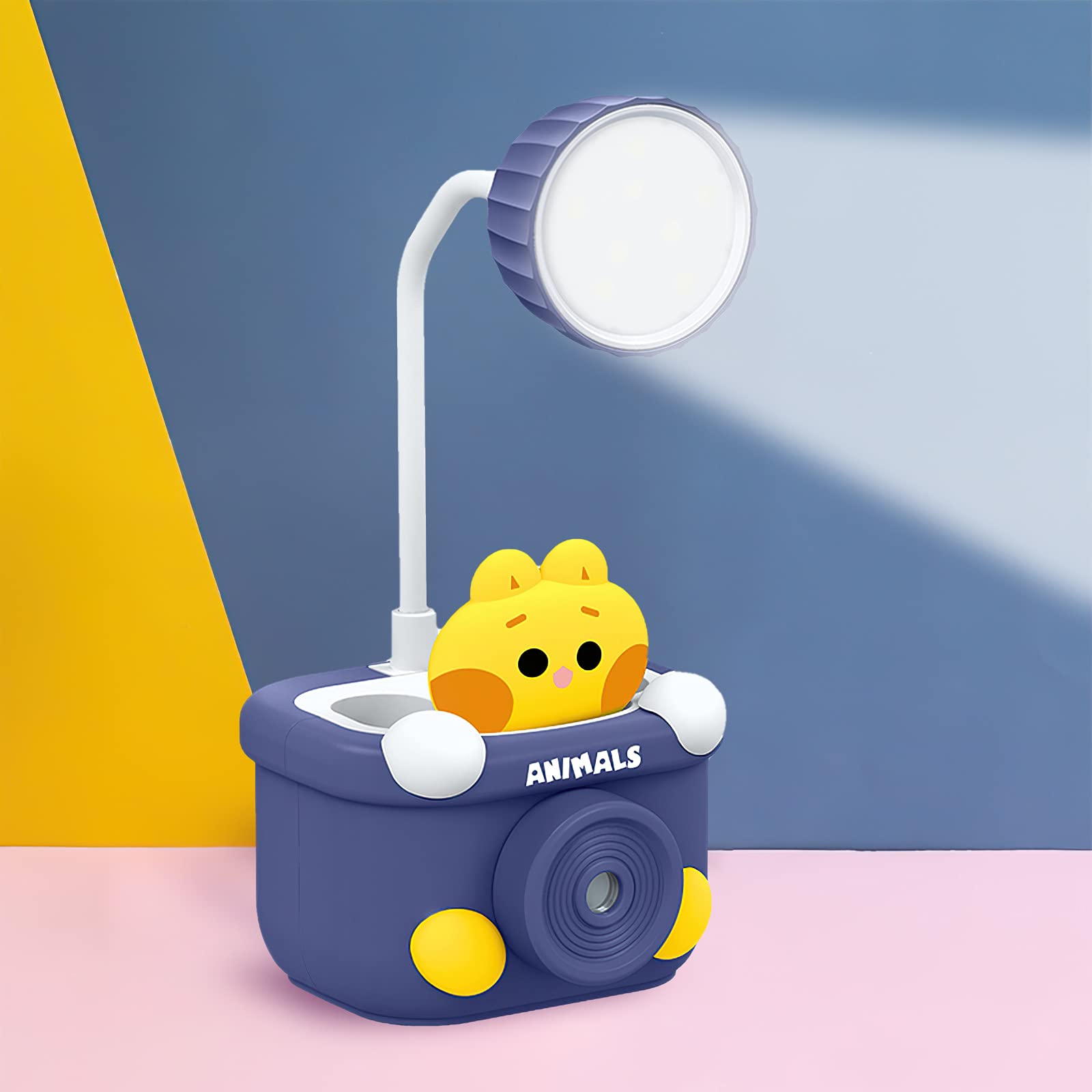 **Kids LED Desk Lamp with 360° Flexible Gooseneck - USB-Powered Eye-Caring Study Light for Boys & Girls, Pencil Holder & Pen Organizer, Blue - Perfect for Homework, Reading & Bedroom Decor**