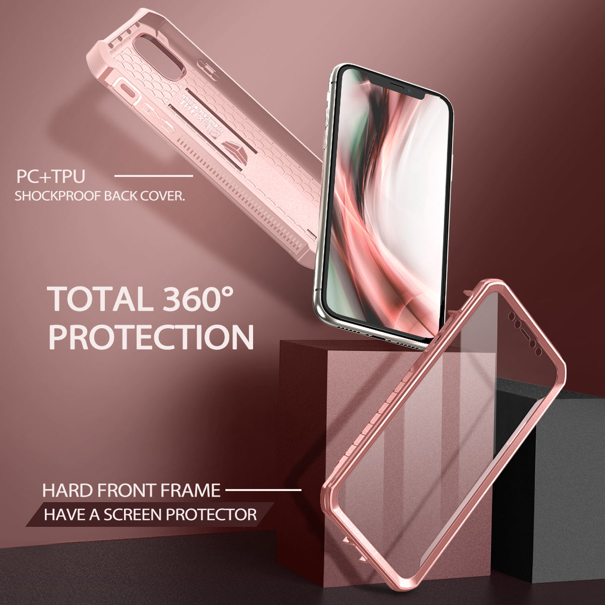 Dexnor Heavy Duty Shockproof Rugged Case for iPhone 11 with Built-in Screen Protector & Kickstand - Full Body Protection for Outdoor, Work, and Daily Use
