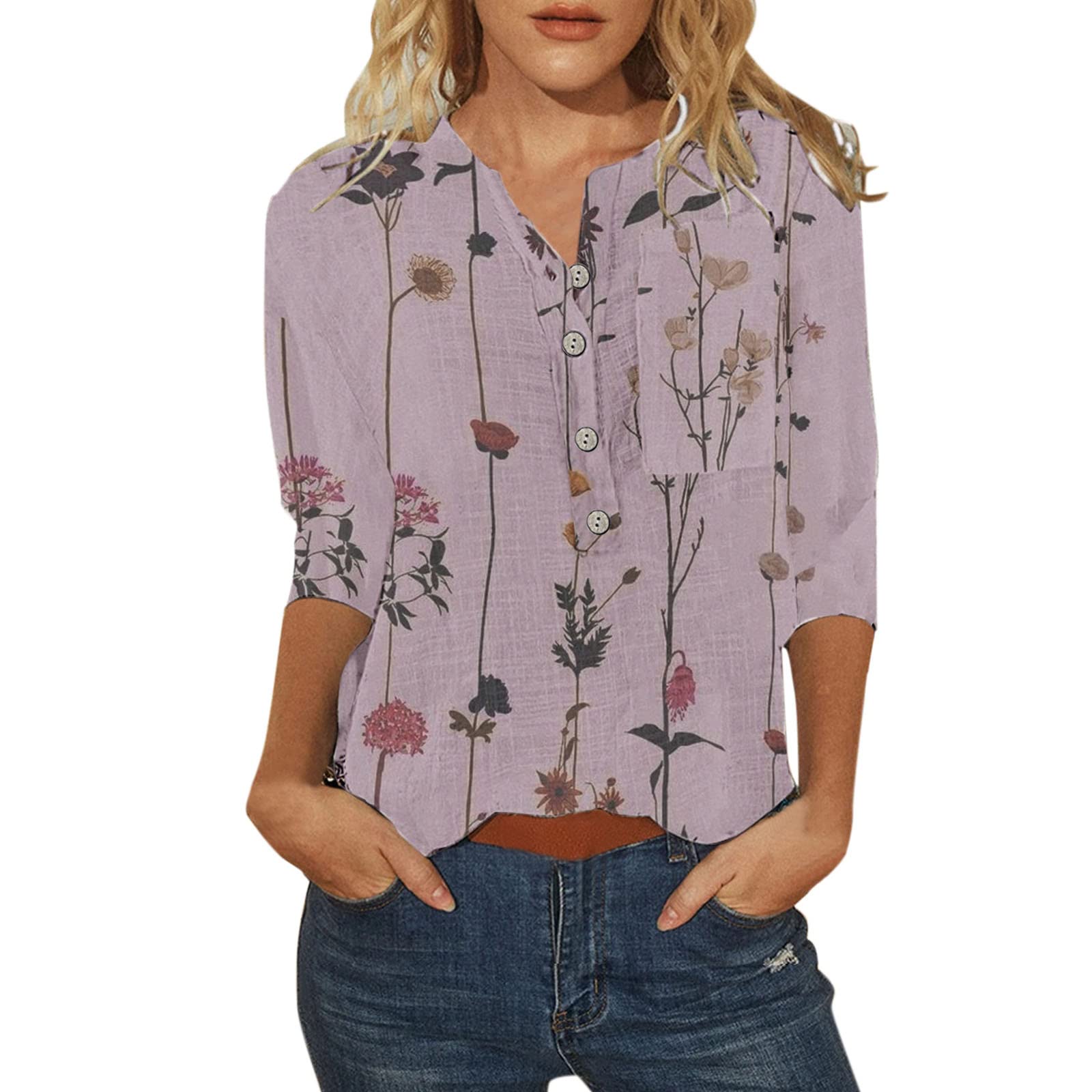 Women's Floral Print Blouses - Summer & Fall Casual Tunic Tops, Workout Tank Tops & Crewneck T-Shirts | Office Wear, Weekend Outfits & Gym Essentials