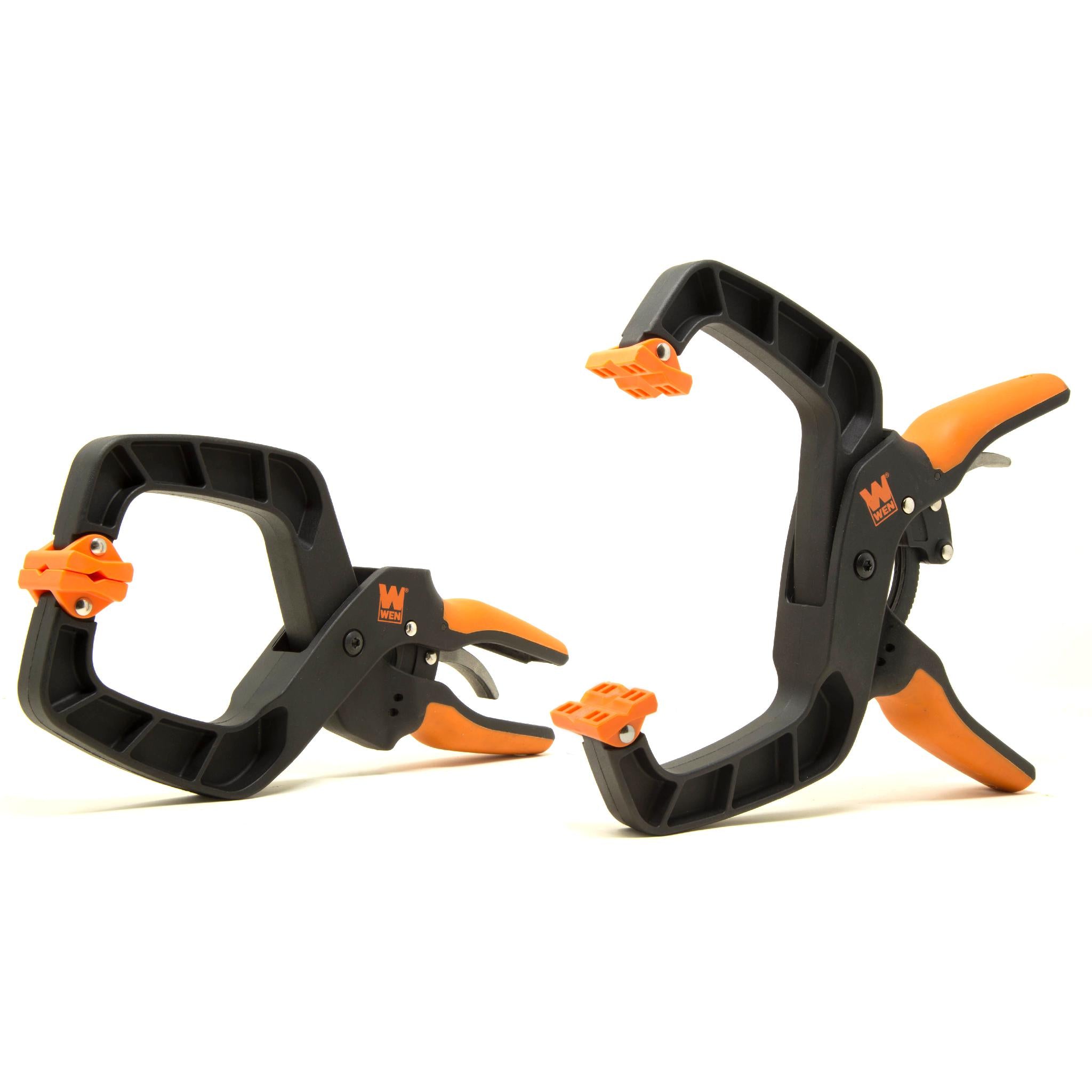 WEN CLH435 Quick Release Ratcheting Hand Clamps - 2 Pack with 4 Inch Jaw Opening & 3 Inch Throat - Ideal for Woodworking, DIY Projects, and Home Repairs