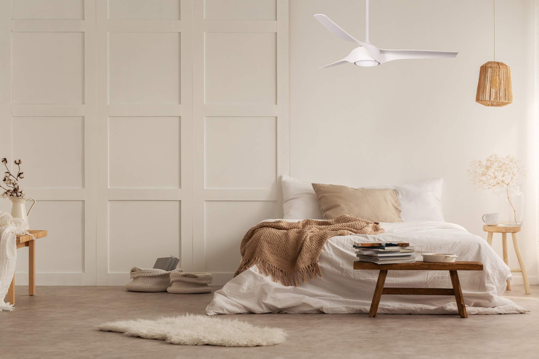 Star X 57 Inch Ceiling Fan with Remote Control - Matte White Finish - Quiet Reversible Motor - Ideal for Bedroom, Living Room & Office Spaces