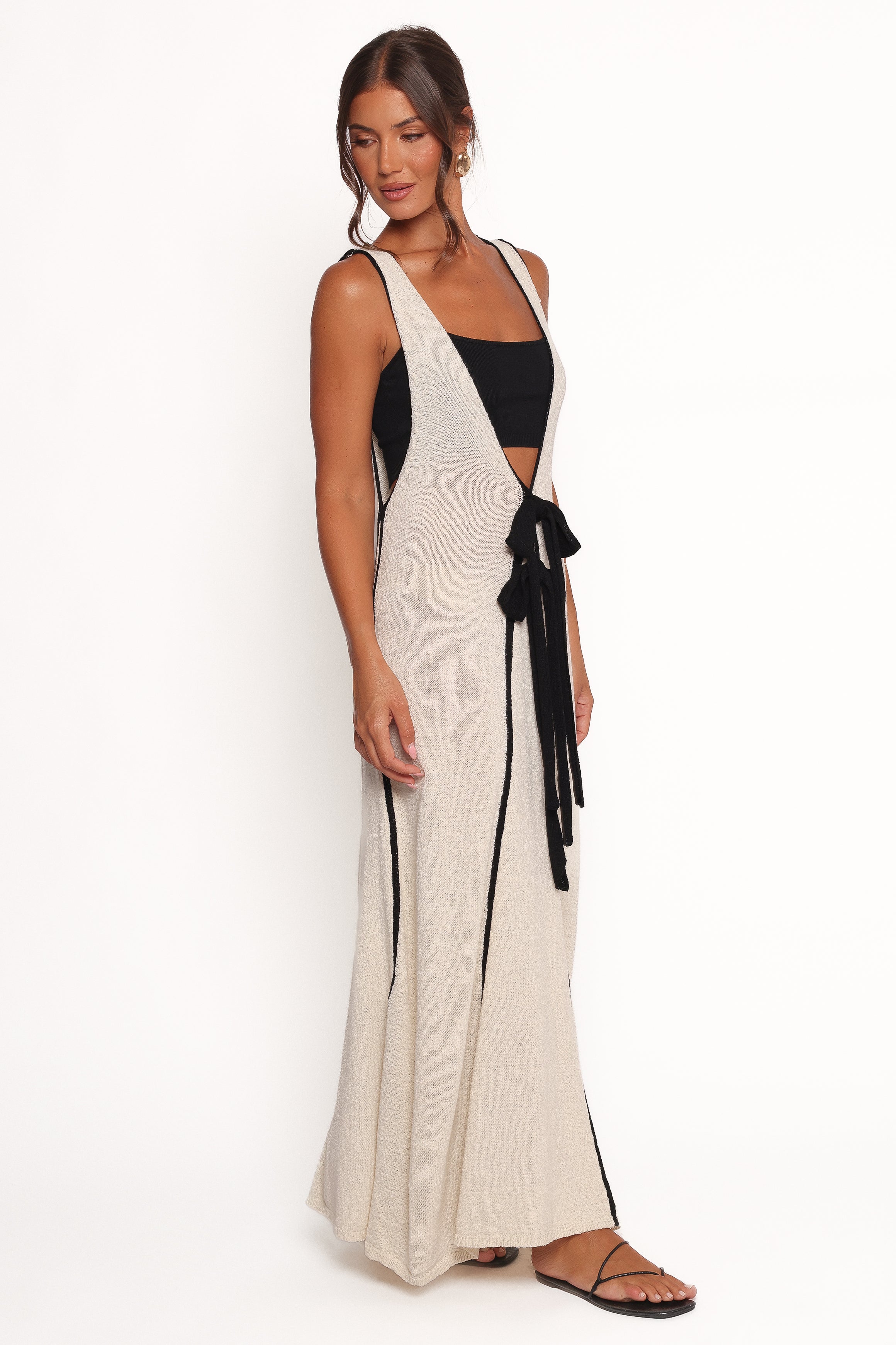 Draco Midi Dress for Women - Elegant Cream Flowy Summer Dress for Casual Wear, Office, and Special Occasions