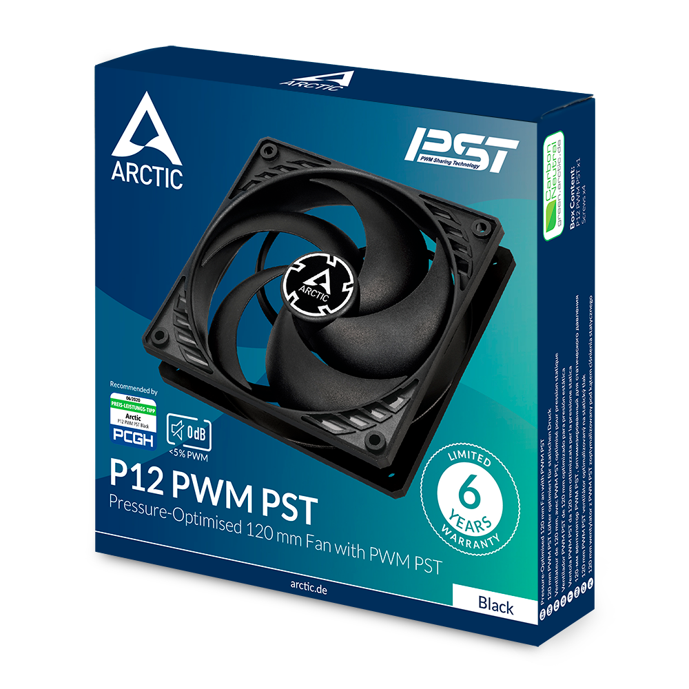 Arctic P12 120mm PWM PC Cooling Fan - High Performance, Ultra Quiet, Black - Perfect for Gaming PCs, Workstations, and Case Cooling