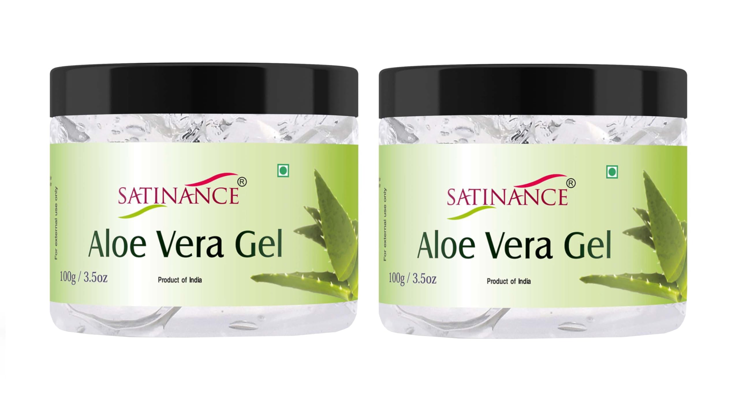 SATINANCE 100% Pure Aloe Vera Gel for Face & Hair - 100g, 2 Pack | Natural Hydrating & Soothing Moisturizer for Acne, Dark Circles | No Added Colors or Fragrances | Perfect for Sunburn Relief, Daily Skincare & Hair Care