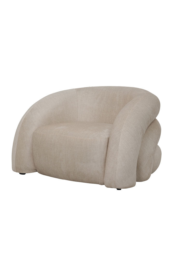 Ergonomic Curved Cream Snug Armchair - Modern Comfortable Lounge Chair for Living Room, Bedroom & Office - Perfect for Relaxing, Reading & Small Space Decor