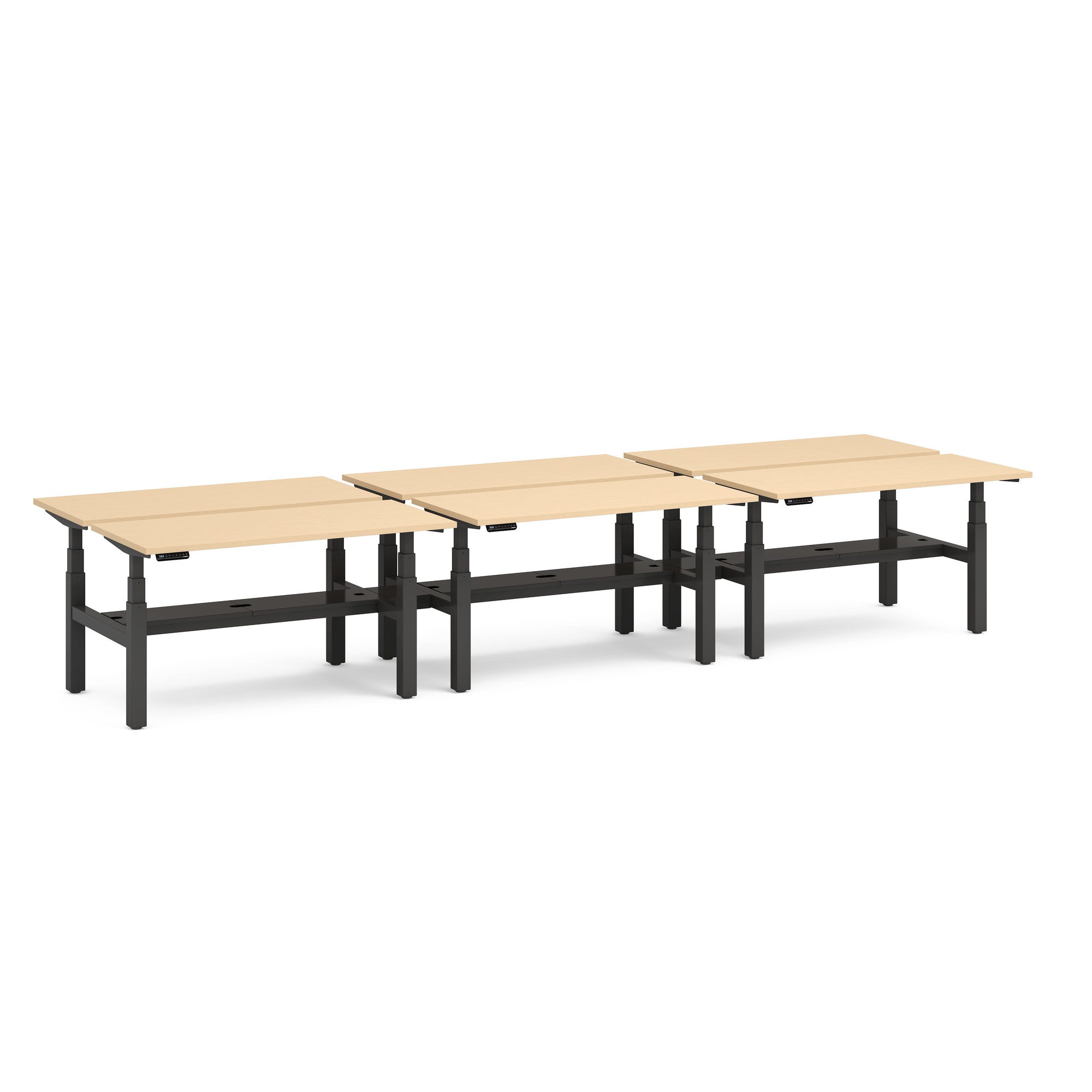 Adjustable Height Double Desk for 6 - Series L Ergonomic Office Workstation for Home & Office - Perfect for Shared Workspaces & Collaborative Environments