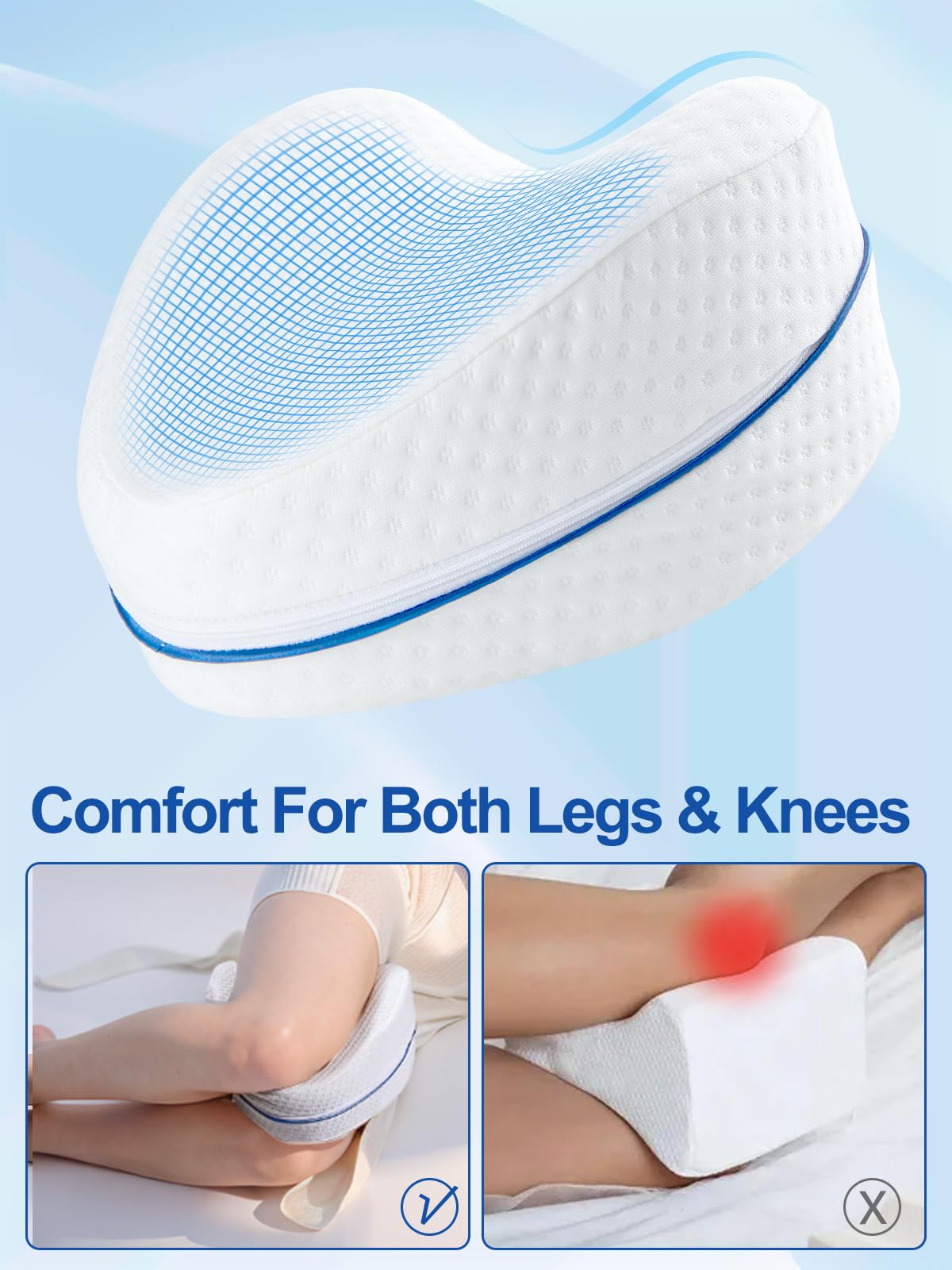 **Memory Foam Leg Pillow for Side Sleepers - Knee Support Pillow for Back, Hip & Joint Pain Relief - Comfortable Sleeping Aid for Leg Numbness & Better Sleep (Ideal for Pregnancy, Post-Surgery & Home Use)**