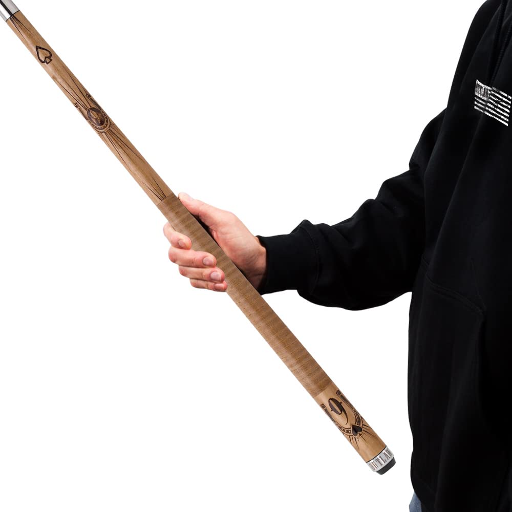 OUTLAW OL07 Original Pool Cue - Premium Brown Stained Maple Shaft with Horseshoe Inlay Design for Professional Billiards Players | Perfect for Home Game Rooms, Bars, and Pool Halls