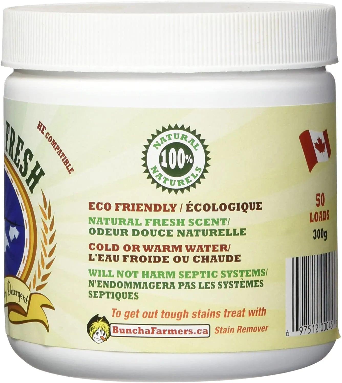 BunchaFarmers Natural Laundry Detergent - Eco-Friendly Plant-Based Formula (300g, 50 Loads) | Gentle on Skin, Ideal for Sensitive Skin & Baby Clothes | Perfect for Home, Travel & Sustainable Living