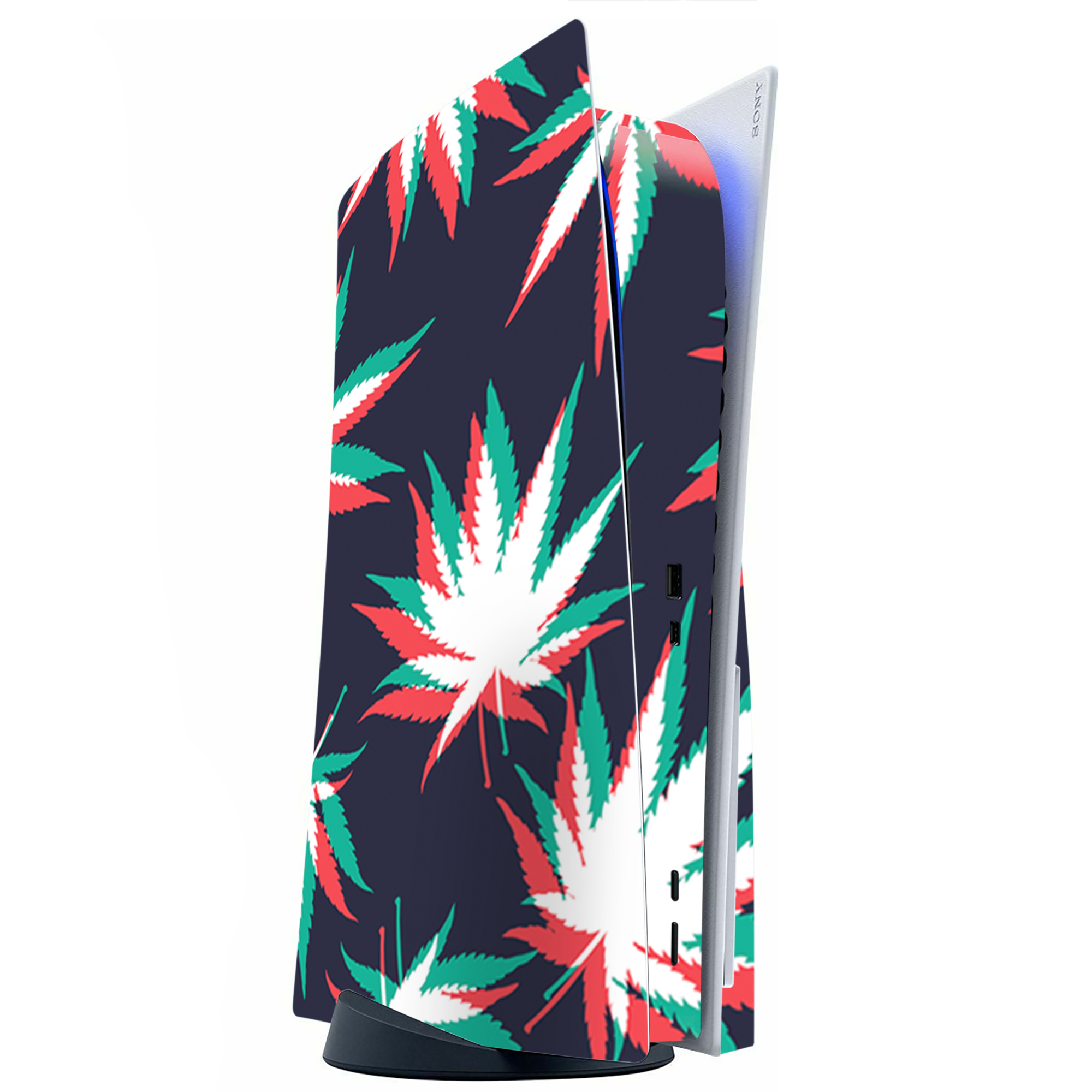 3D Holographic Weed Pot Leaf Skin for Playstation 5 Console - Protective Vinyl Decal Cover for Gaming Setup & Room Decor