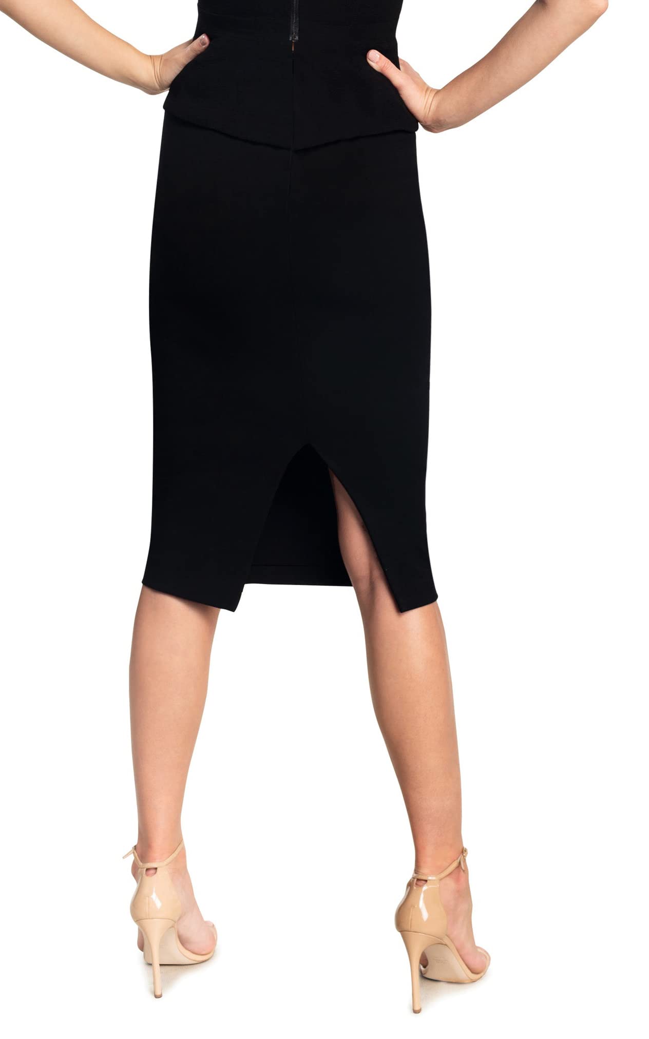 Dress the Population Women's Sloane Pencil Bodycon Midi Skirt - Slim Fit Stretchy Work Office Party Cocktail Dress for Women | Perfect for Business Attire, Night Out & Special Occasions
