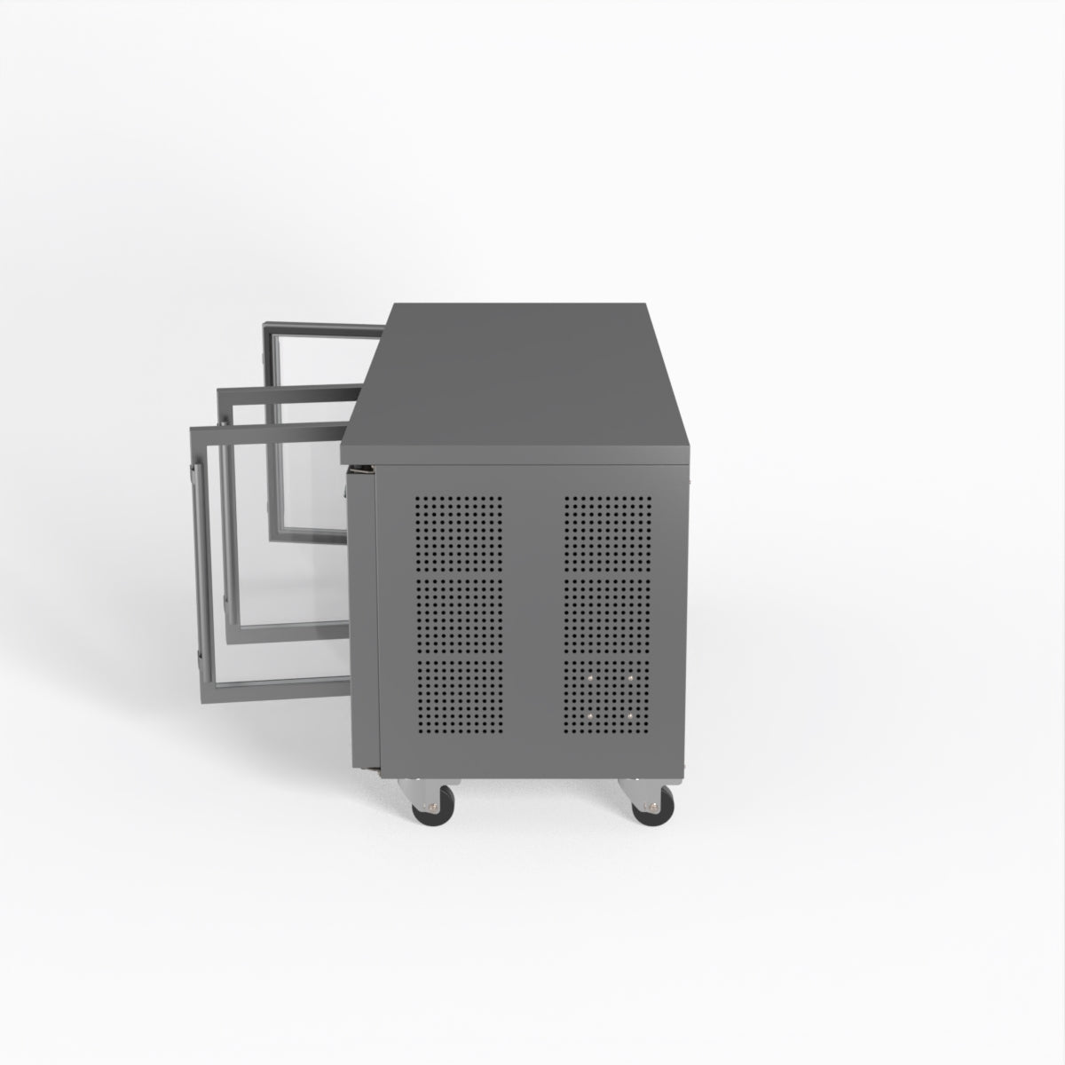 Commercial Glass Door Refrigerator - 3 Door Under Counter Display Fridge with 700mm Depth for Restaurants, Cafes & Retail Stores