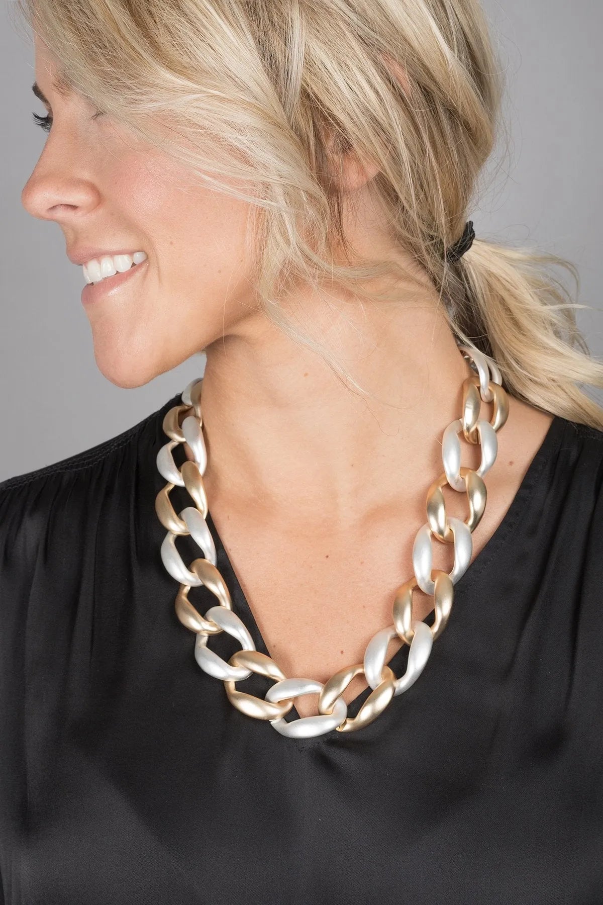 Chunky Gold and Silver Statement Necklace for Women - Elegant Layered Jewelry for Party, Wedding & Everyday Wear