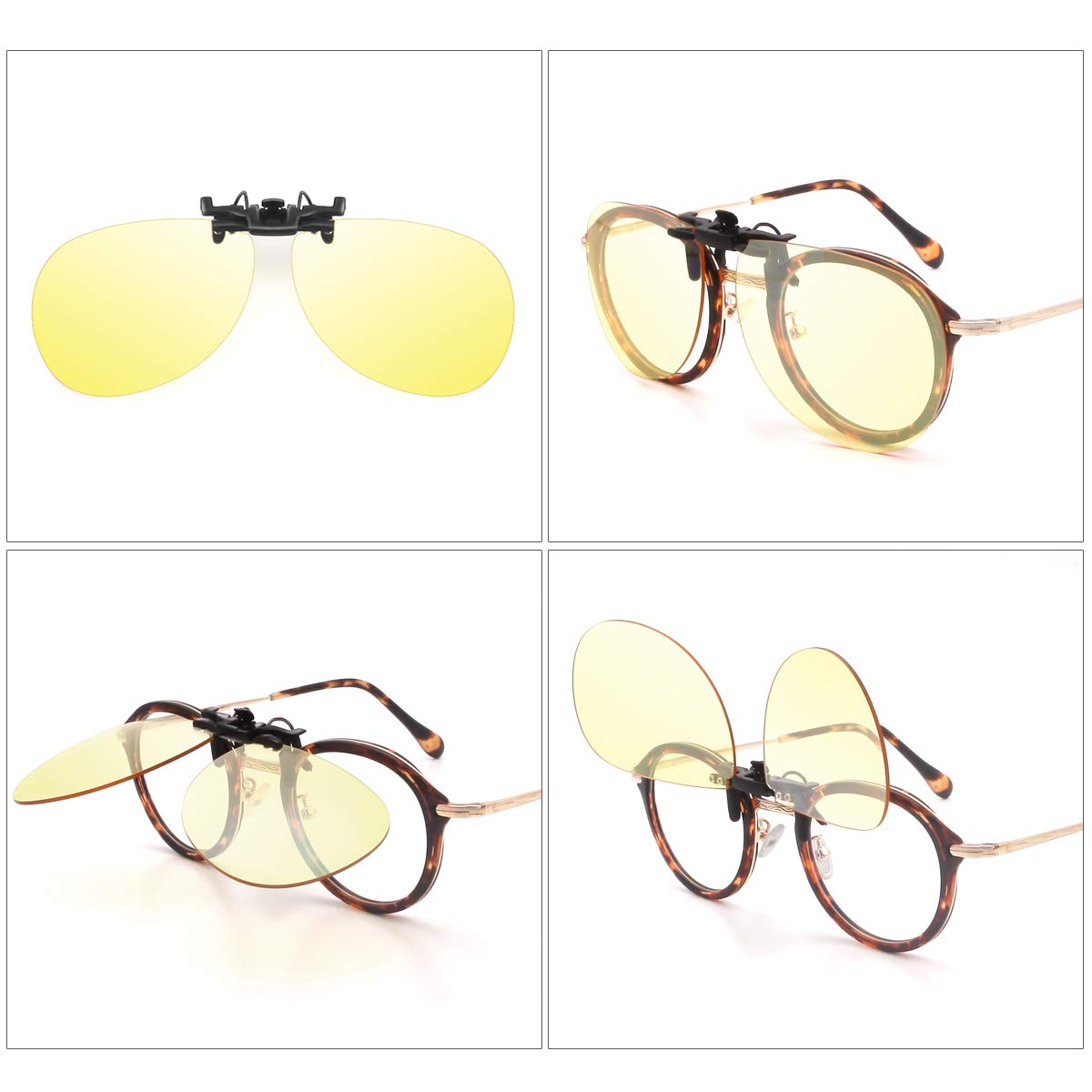 Blue Light Blocking Clip-on Computer Glasses for Gaming & Digital Screens - Anti Eye Strain Glasses for Work & Study - Fits Rx Frames (Aviator Style) - Perfect for Office, Gaming & Online Classes